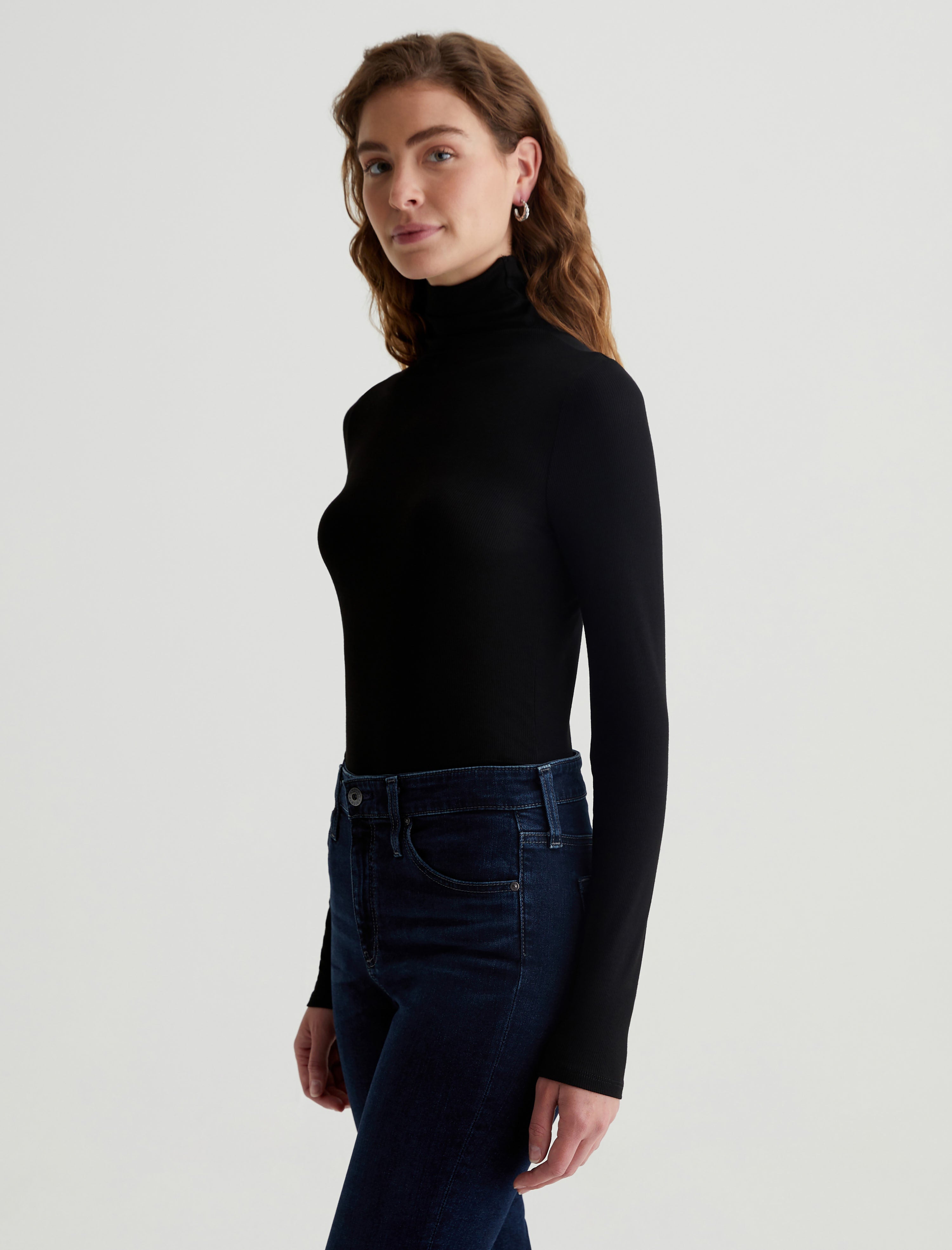 Chels Turtleneck True Black Slim Fit L/S Rib Turtleneck Women Top Photo 3