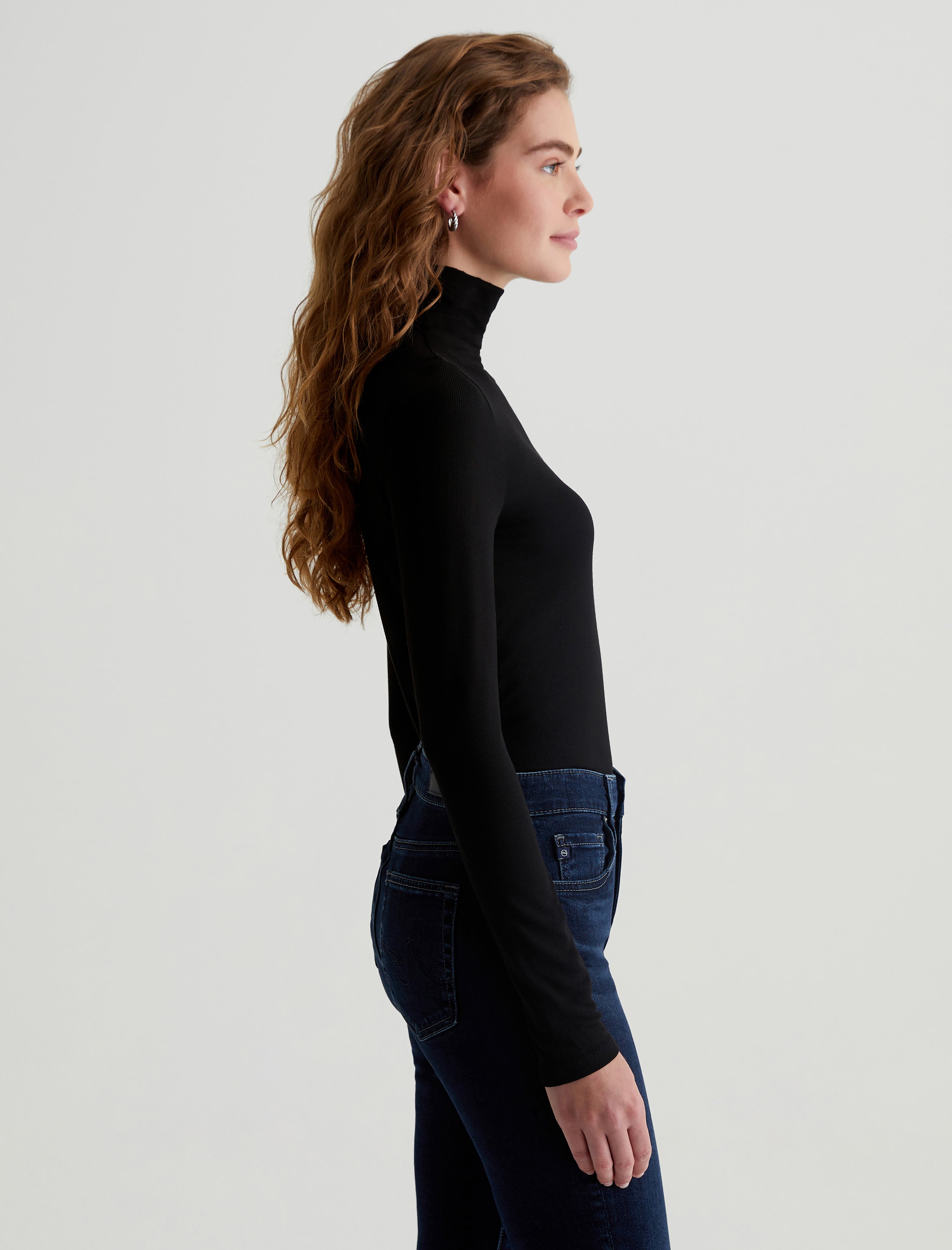 Chels Turtleneck True Black Slim Fit L/S Rib Turtleneck Women Top Photo 6
