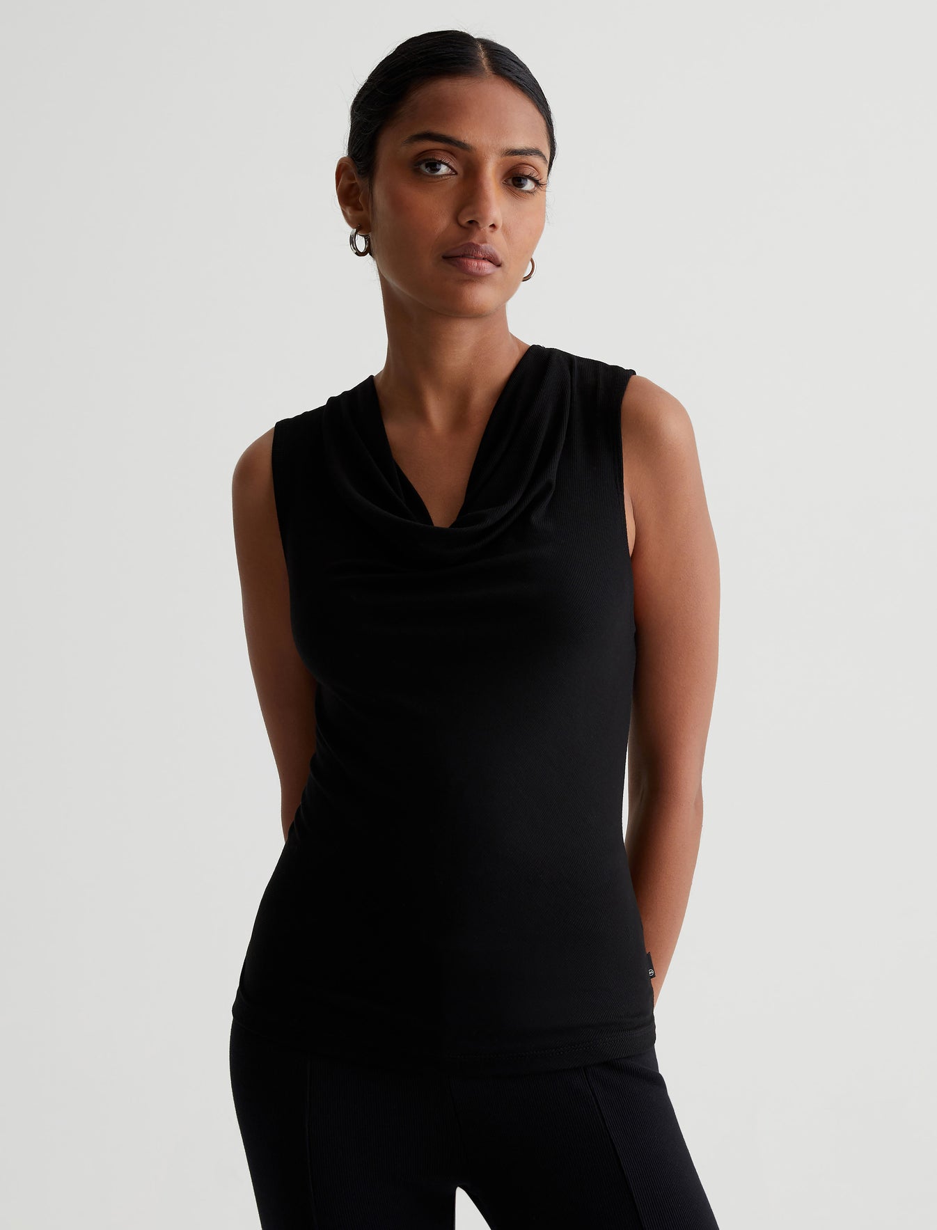 Vibia Top True Black Classic Cowl Neck Top Women Top Photo 2