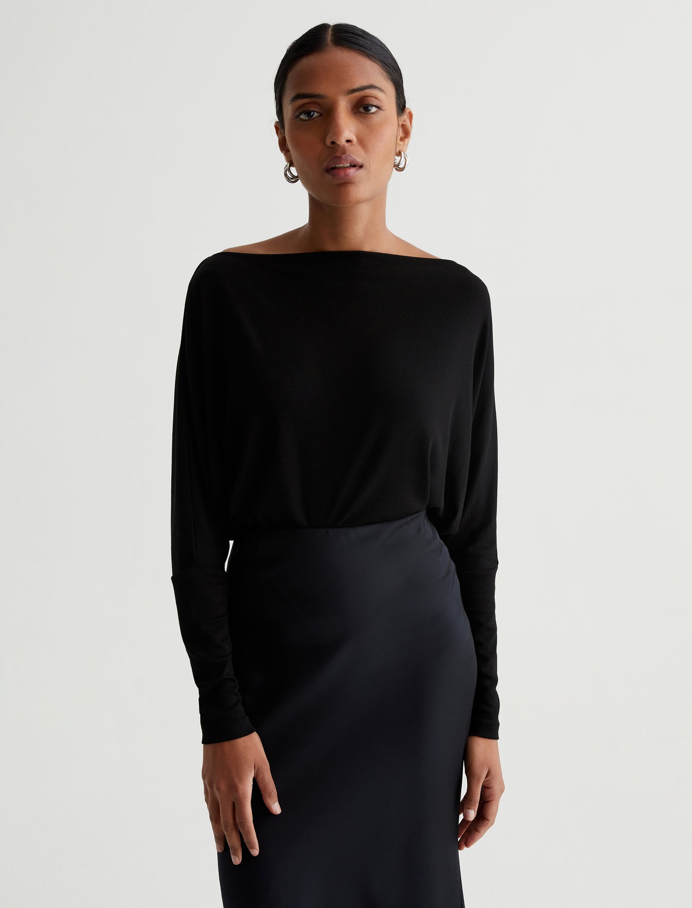 Alesli Top True Black Relaxed Dolman Sleeve Top Photo 1