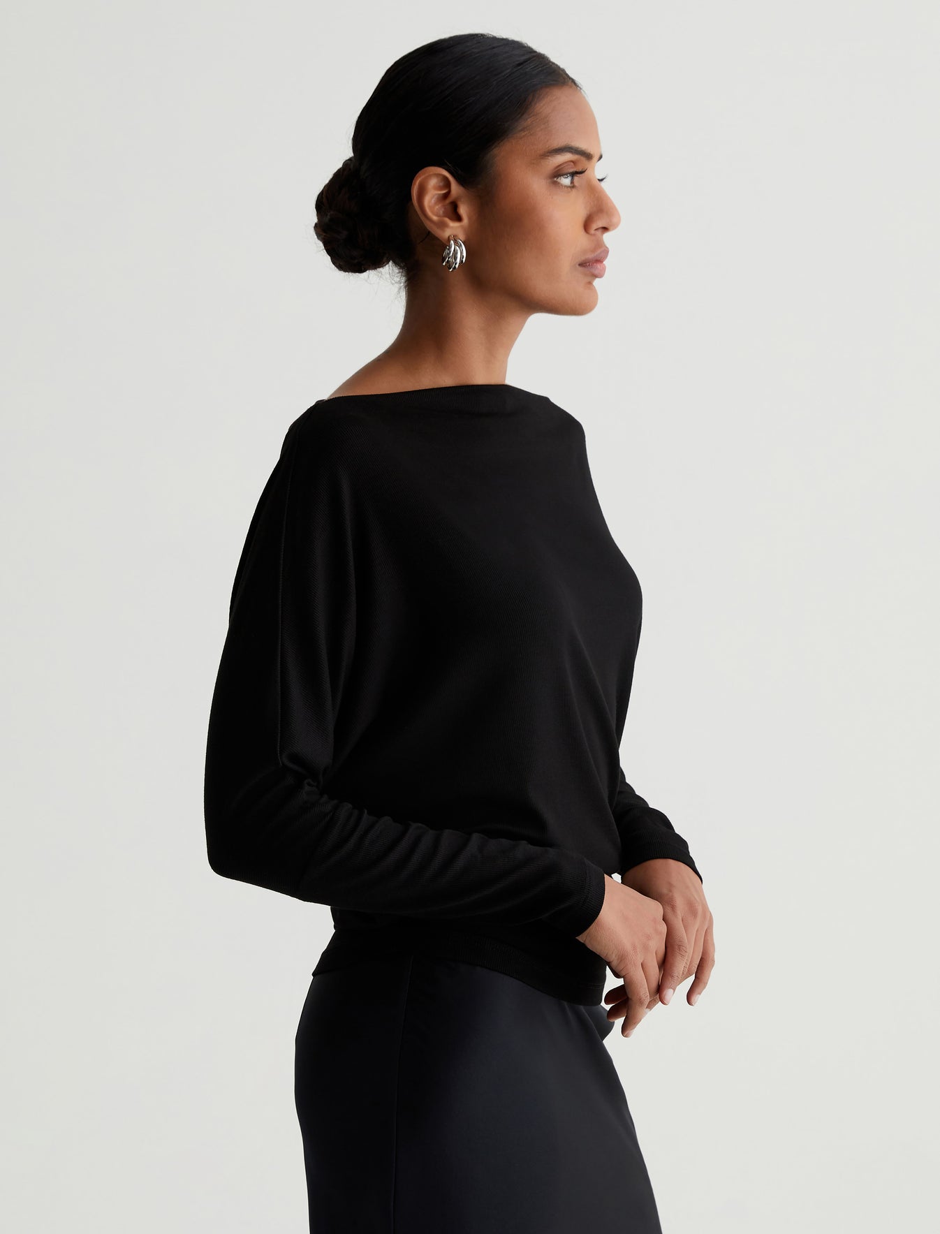 Alesli Top True Black Relaxed Dolman Sleeve Top Photo 2