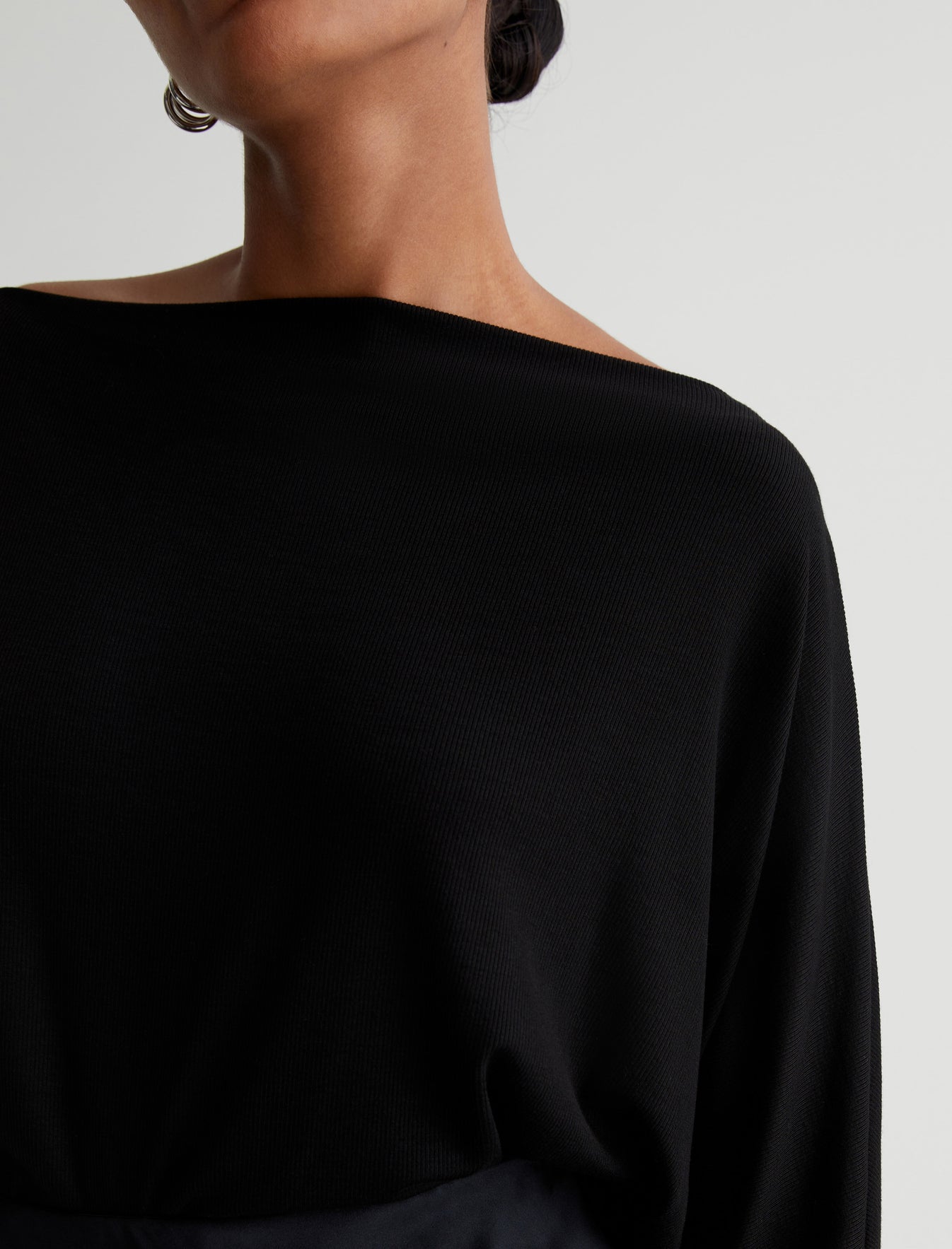 Alesli Top True Black Relaxed Dolman Sleeve Top Photo 3