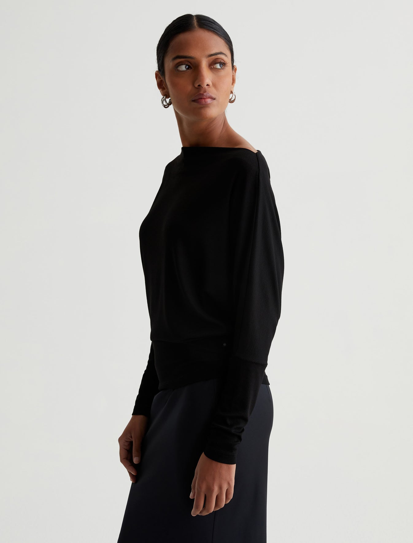 Alesli Top True Black Relaxed Dolman Sleeve Top Photo 4