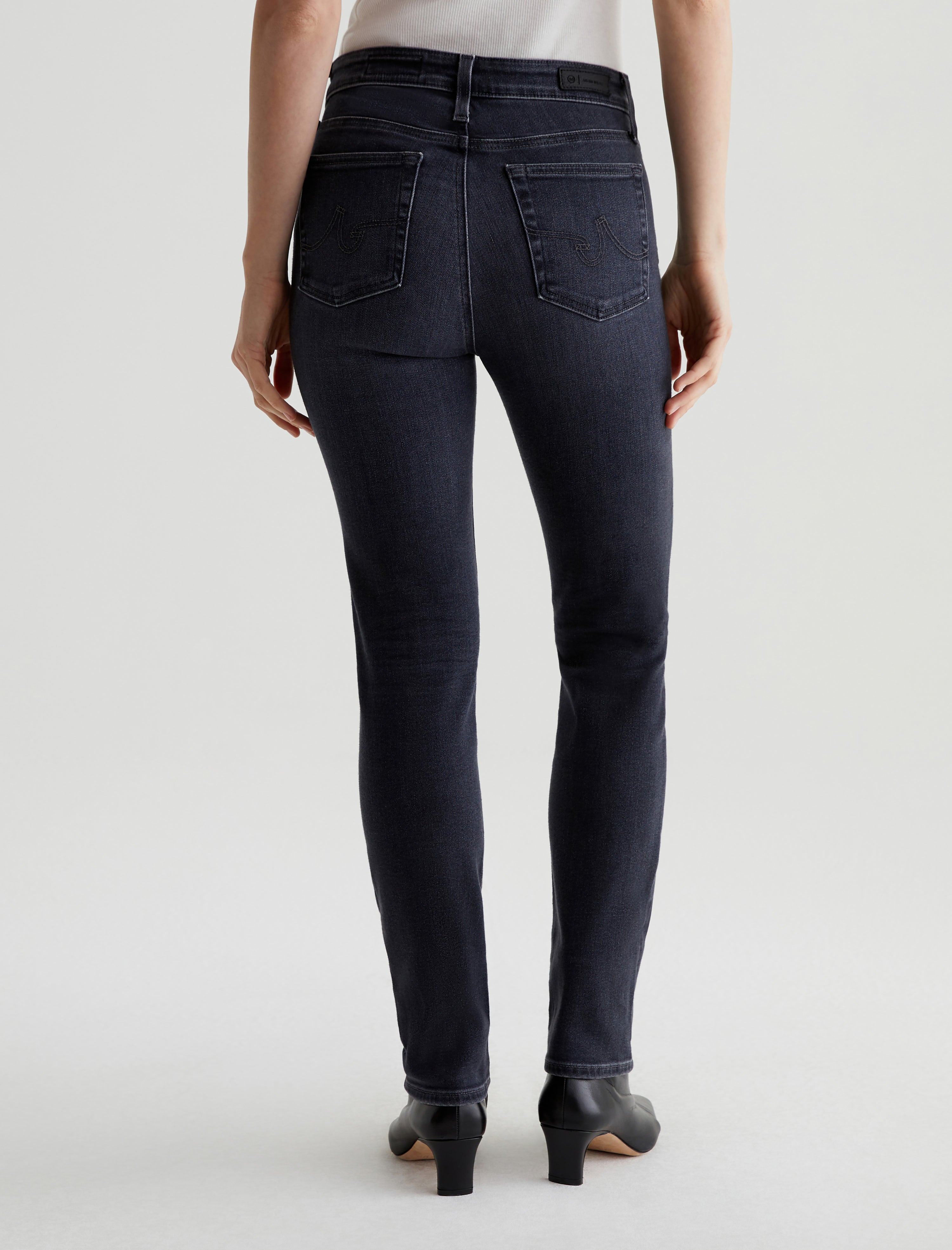 AG Mari High Rise Straight Leg Jeans 8 Years Black Salt 25