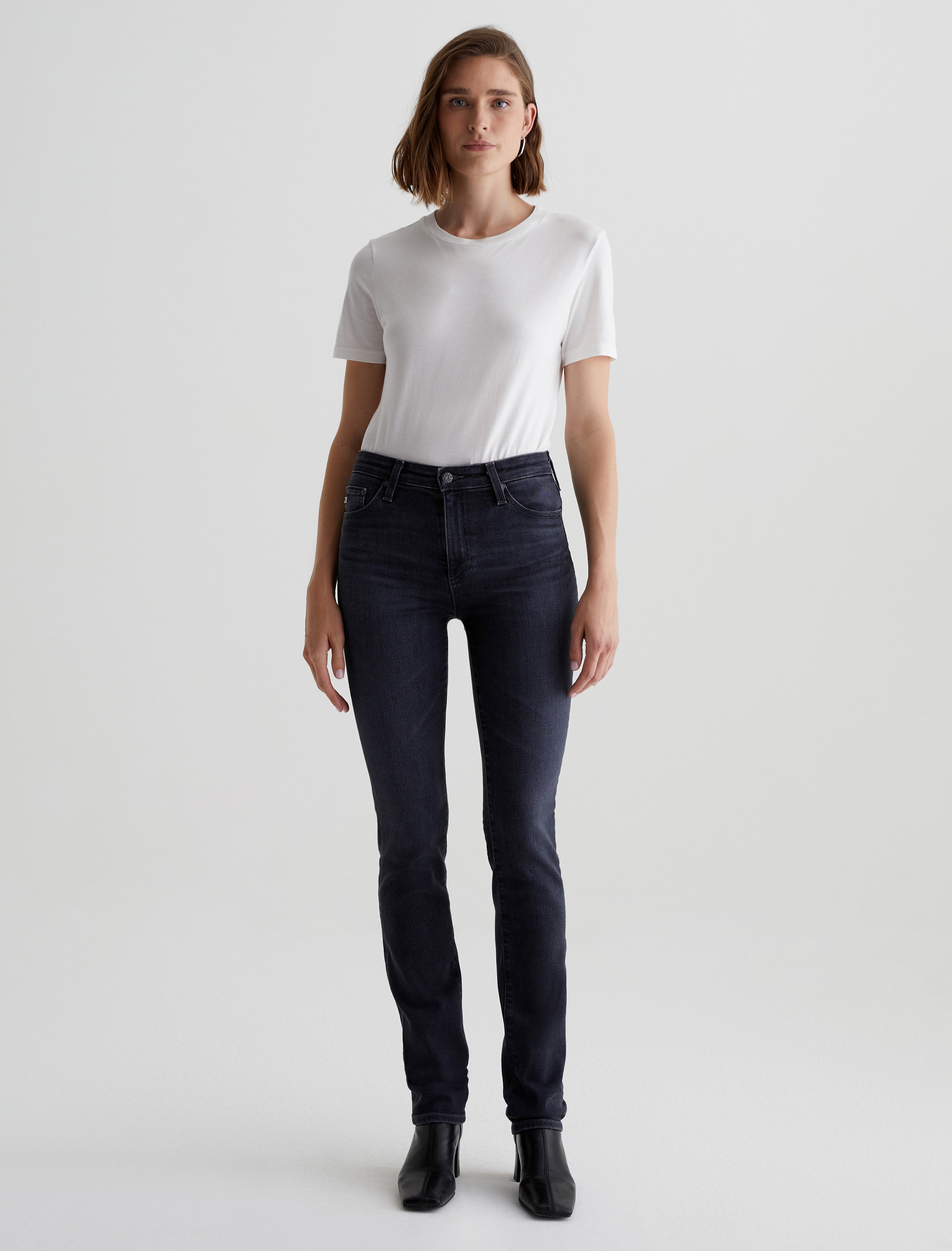Mari Extended 8 Years Black Salt AG-ed™ High-Rise Slim Straight Leg Denim Women Bottom Photo 1