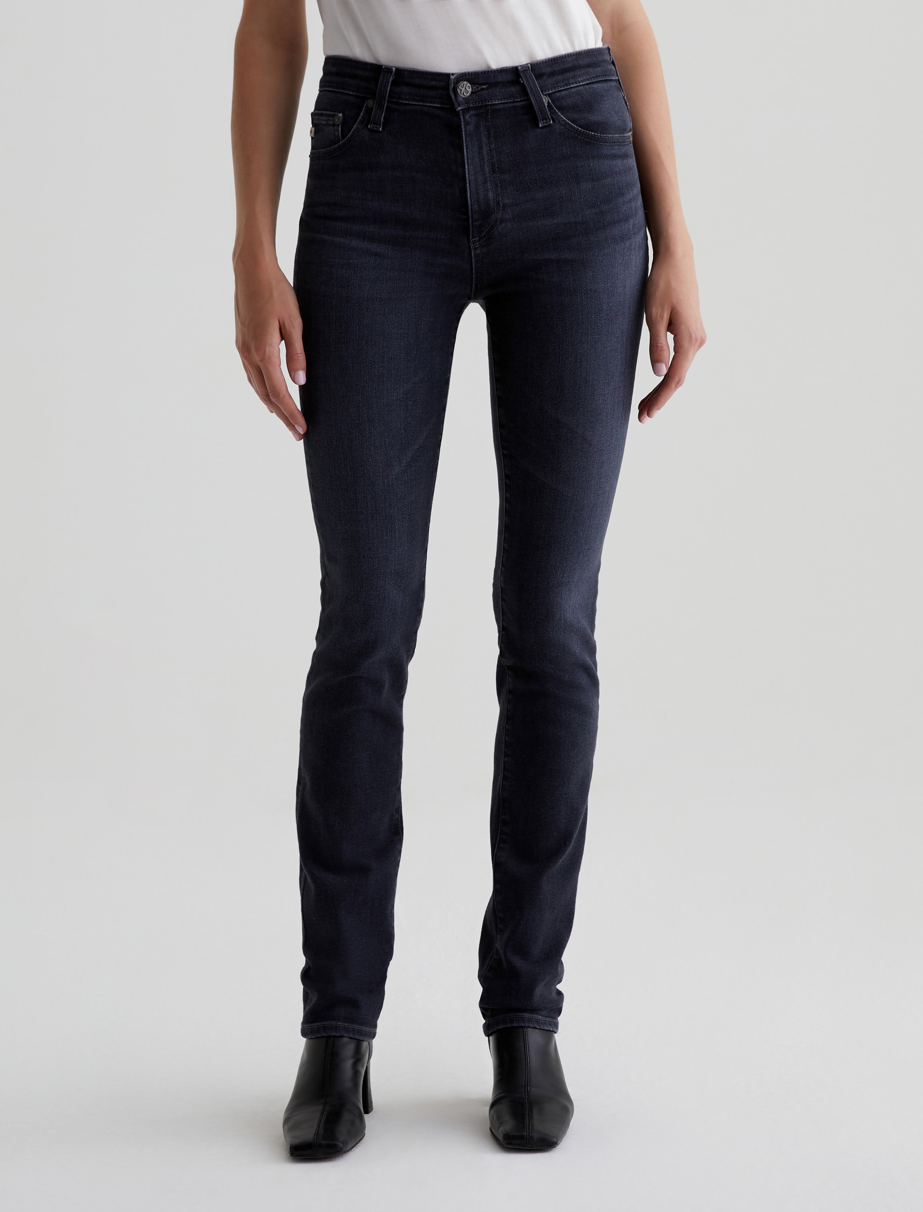 Mari Extended 8 Years Black Salt AG-ed™ High-Rise Slim Straight Leg Denim Women Bottom Photo 2