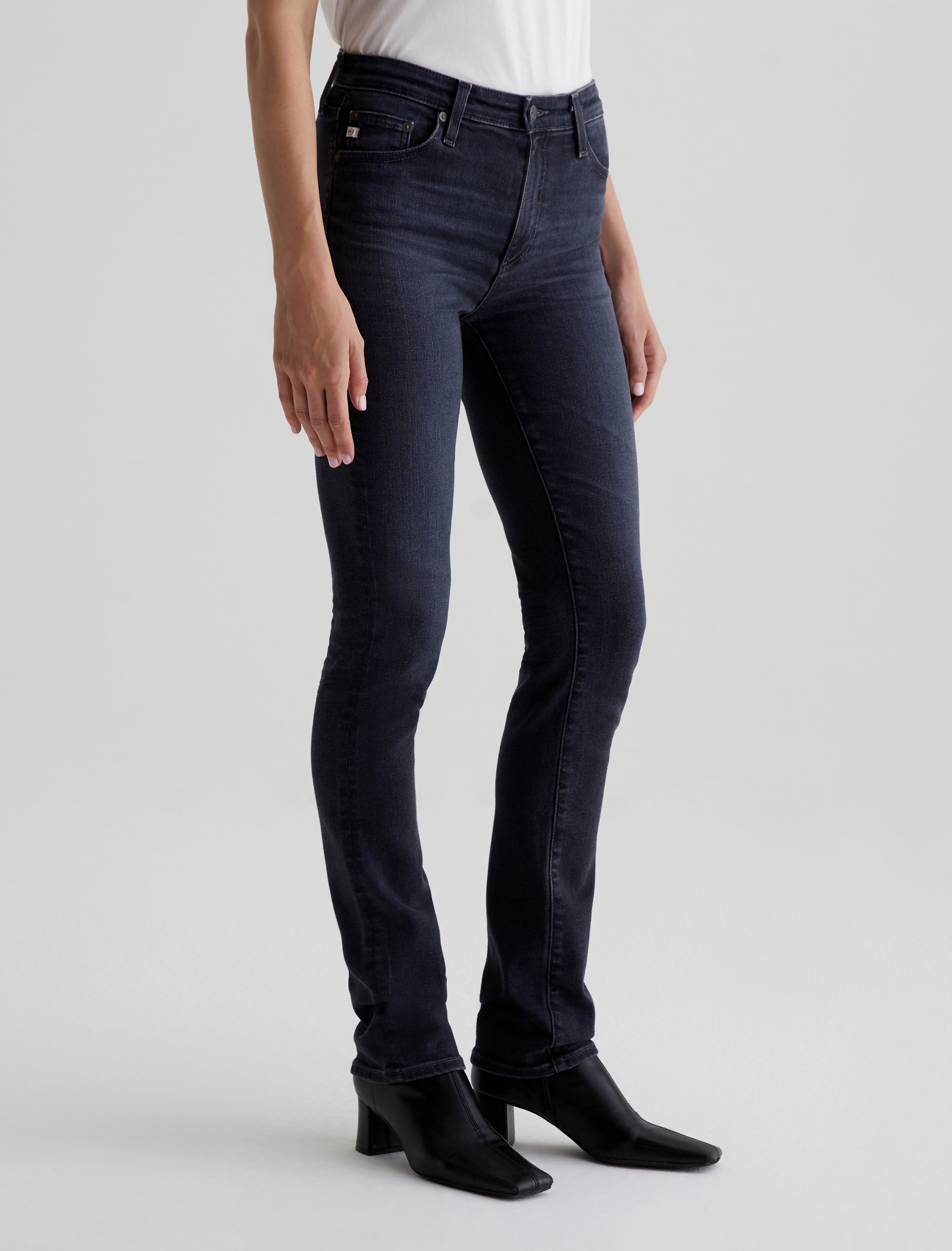 Mari Extended 8 Years Black Salt AG-ed™ High-Rise Slim Straight Leg Denim Women Bottom Photo 4