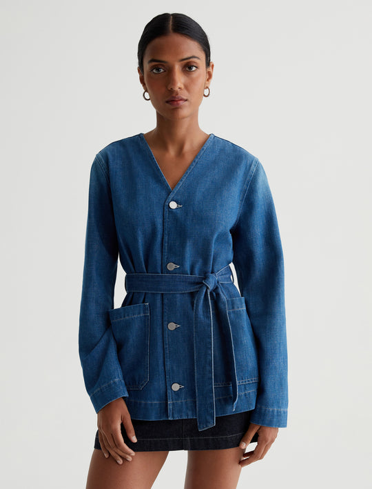 Tamlyn Obelisk Collarless Wrap Jacket Photo 1