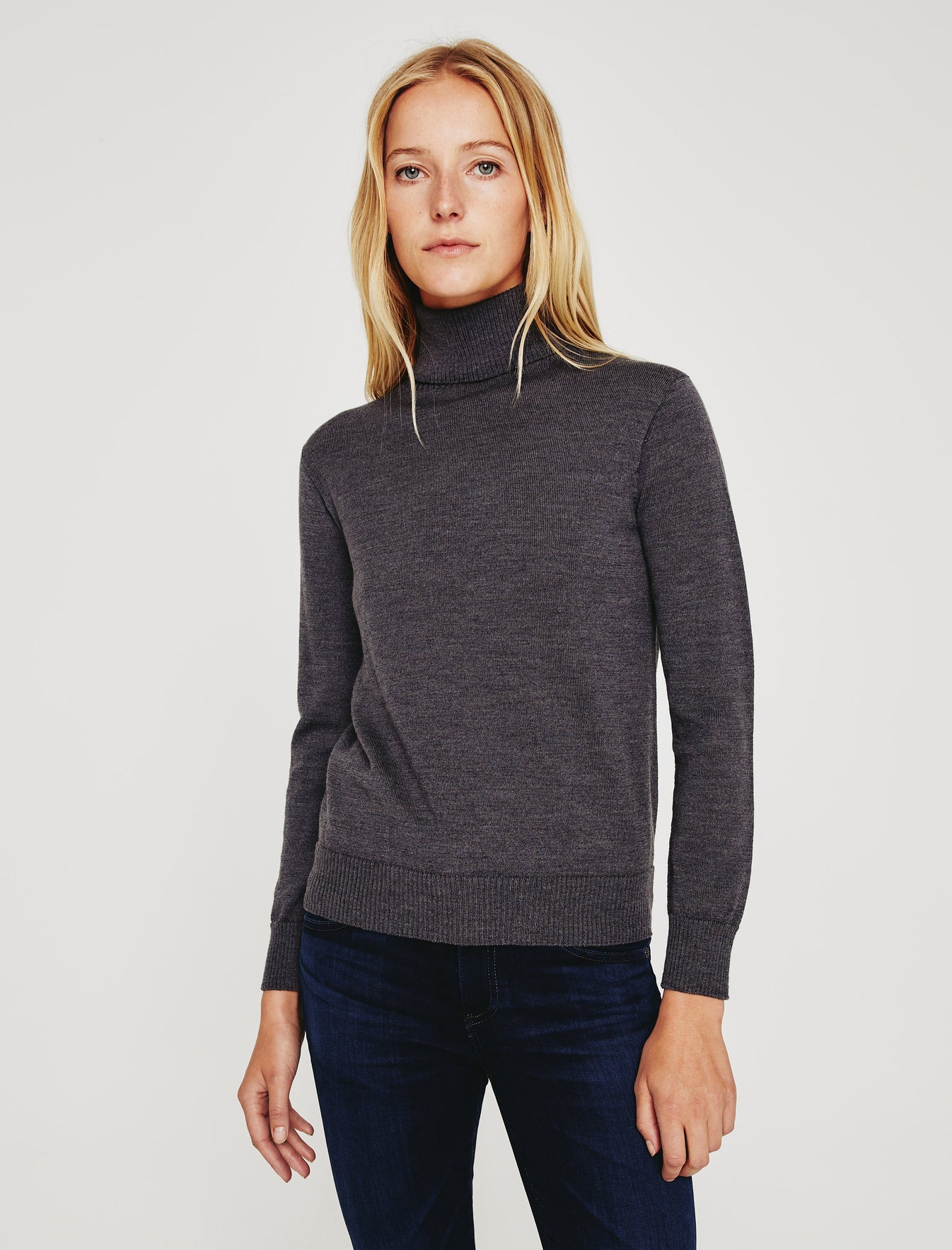 Zuri Turtleneck Oatmilk Classic Fit Long Sleeve Turtle Neck Sweater Womens Top Photo 1