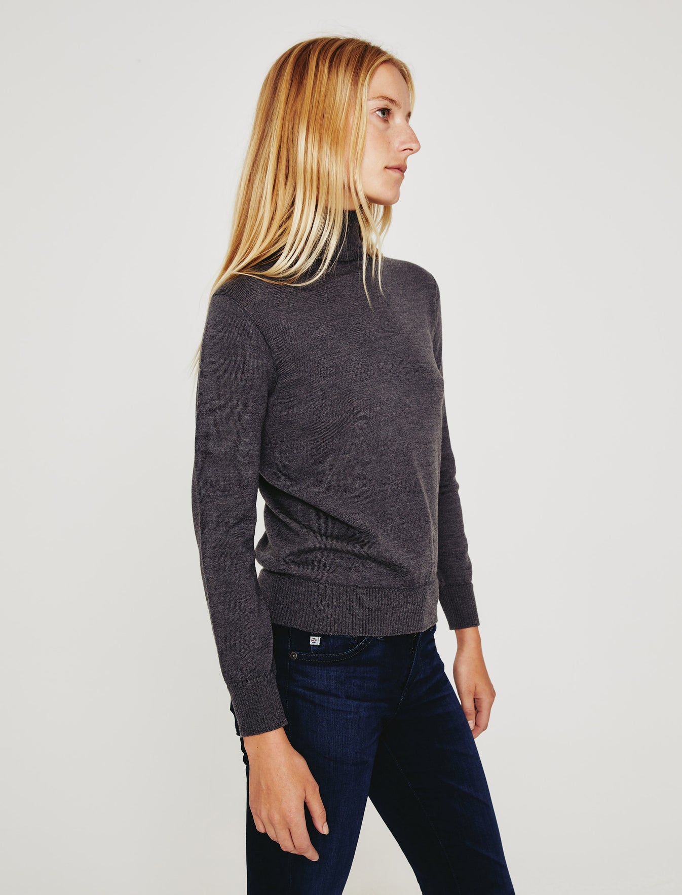 Zuri Turtleneck Oatmilk Classic Fit Long Sleeve Turtle Neck Sweater Womens Top Photo 5