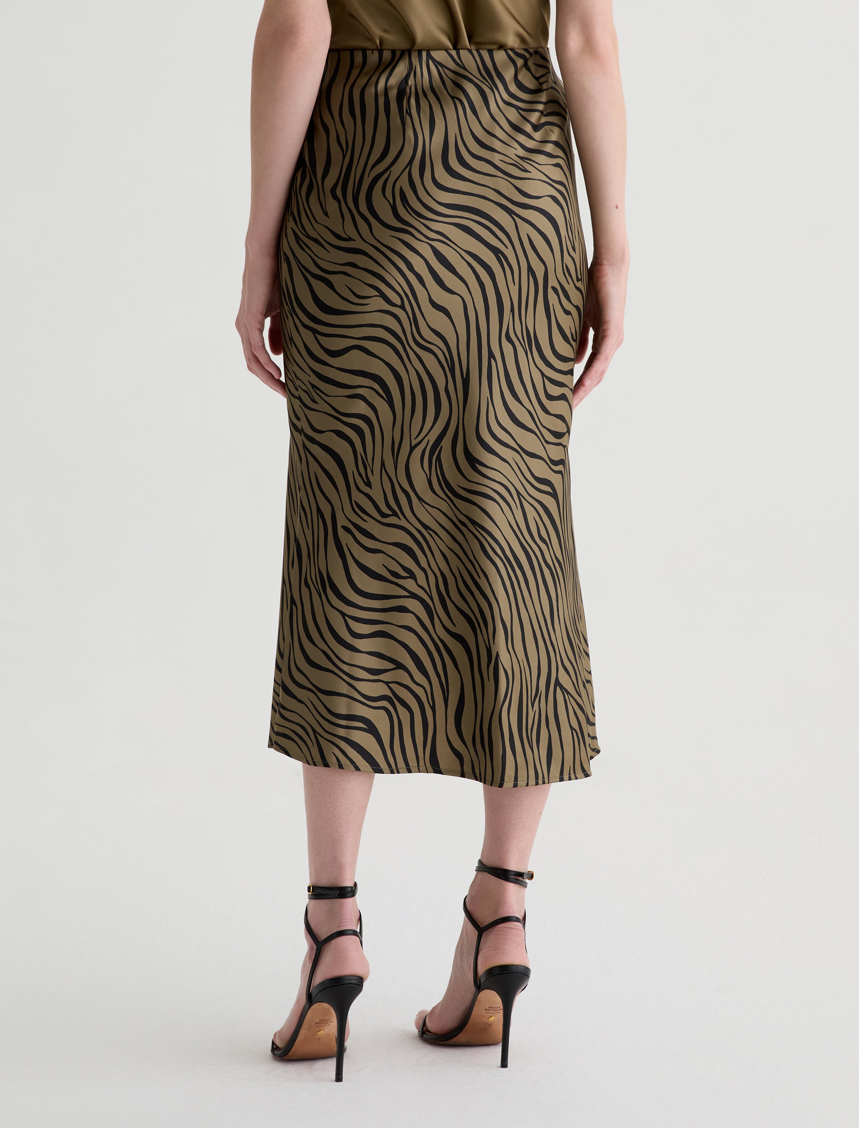 Karina Skirt Modern Zebra Mossy Taupe/Black Silk Classic Fit Skirt Women Bottom Photo 7