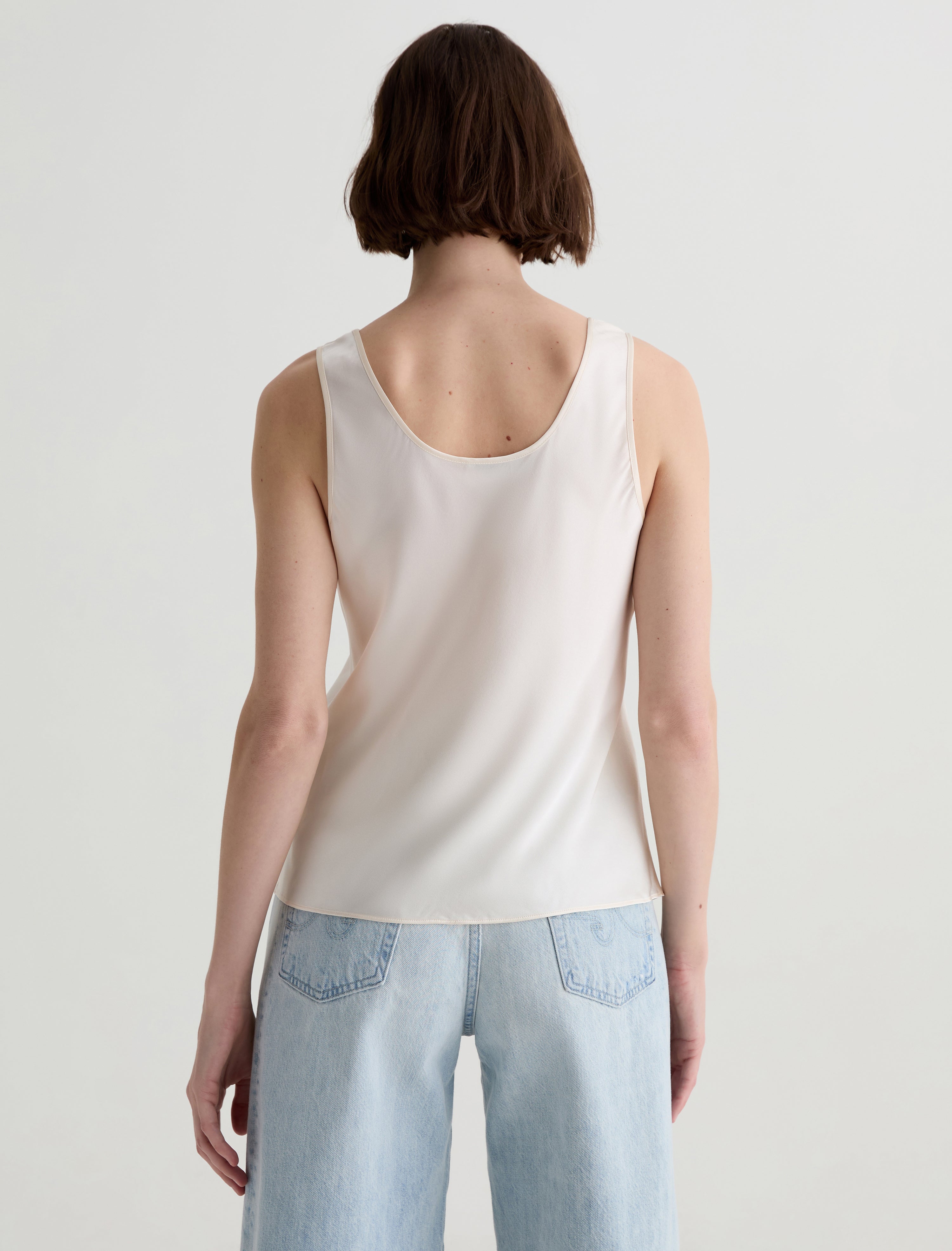 Nicola Champagne Silk Double Scoop Tank Women Top Photo 7