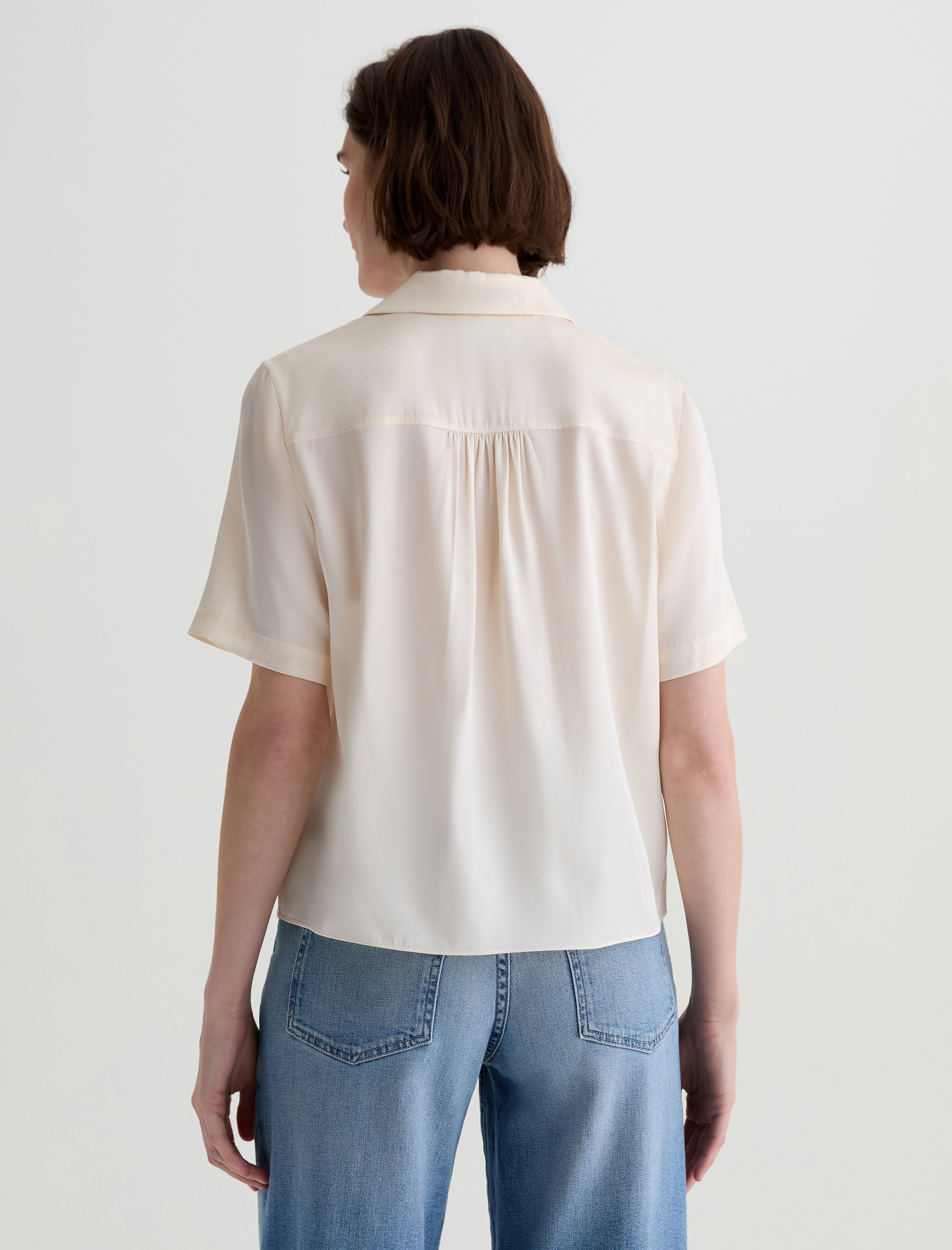 Kieran Shirt Champagne Silk Camp Shirt Women Top Photo 7