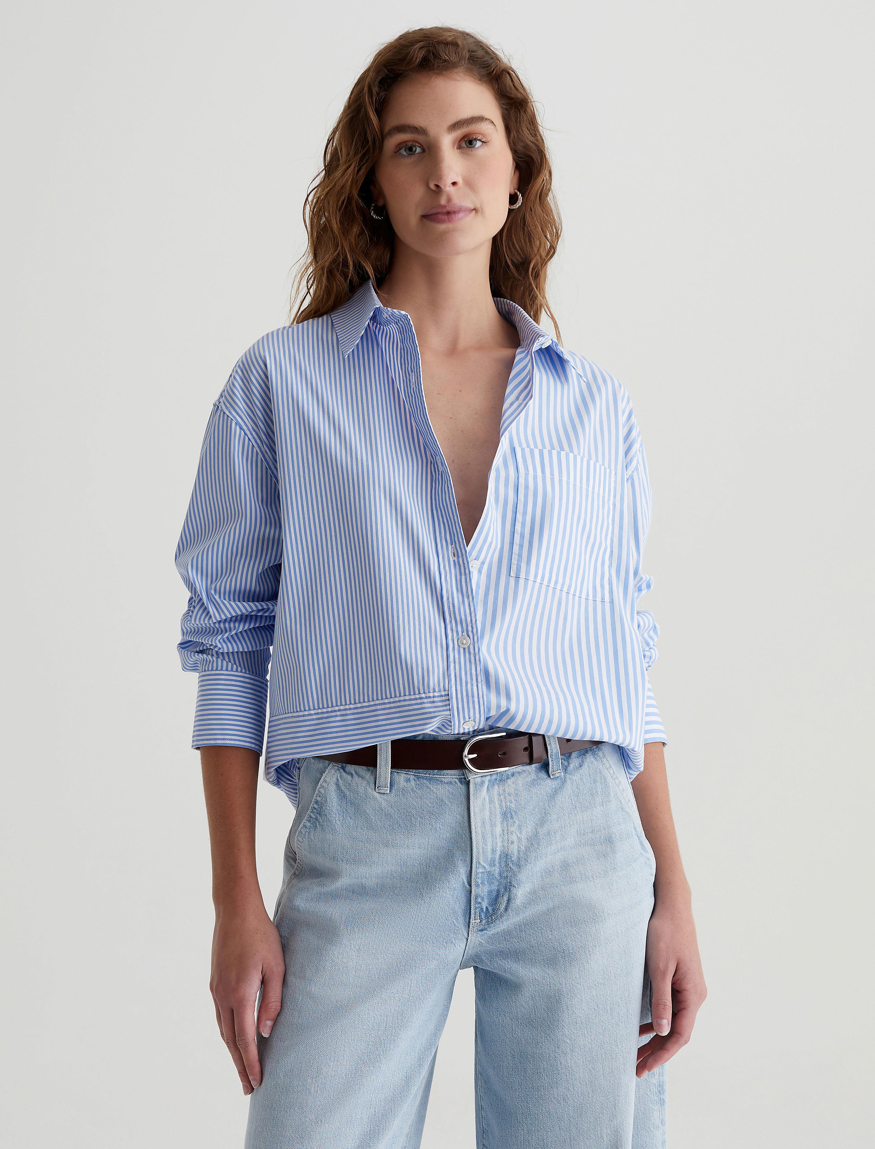 Women Brea Shirt Halo Stripe Blue Multi at AG Jeans Official