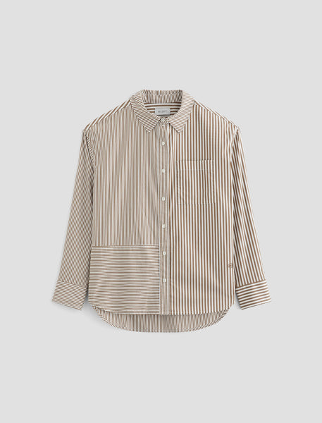 トップス MHL. GRAPHIC COTTON STRIPE SHIRT Msize Women Addison Shirt Stripe Mix Khaki Multi at AG Jeans