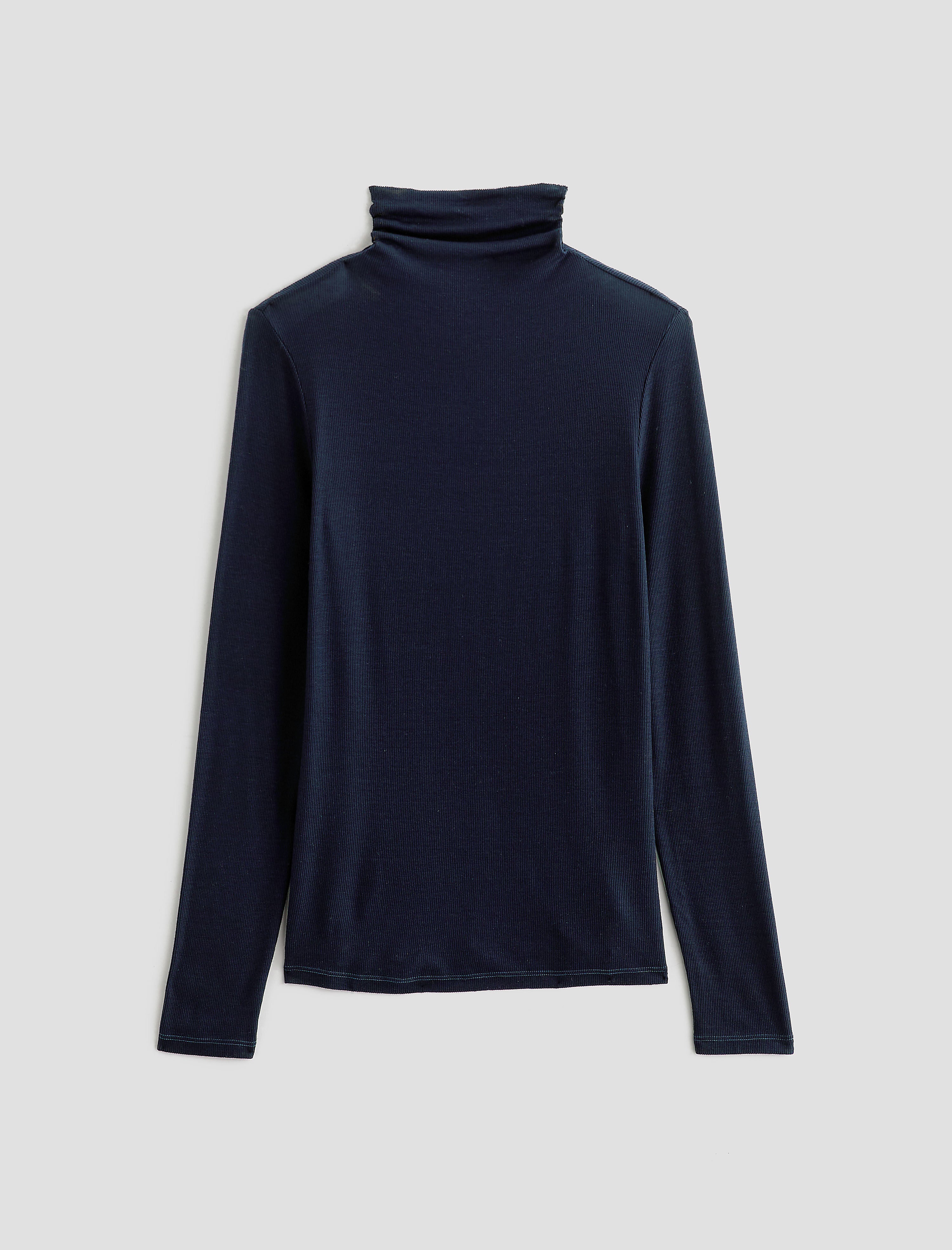 Chels Turtleneck Deep Trenches Slim Fit Long Sleeve Rib Turtleneck Women Top Photo 9