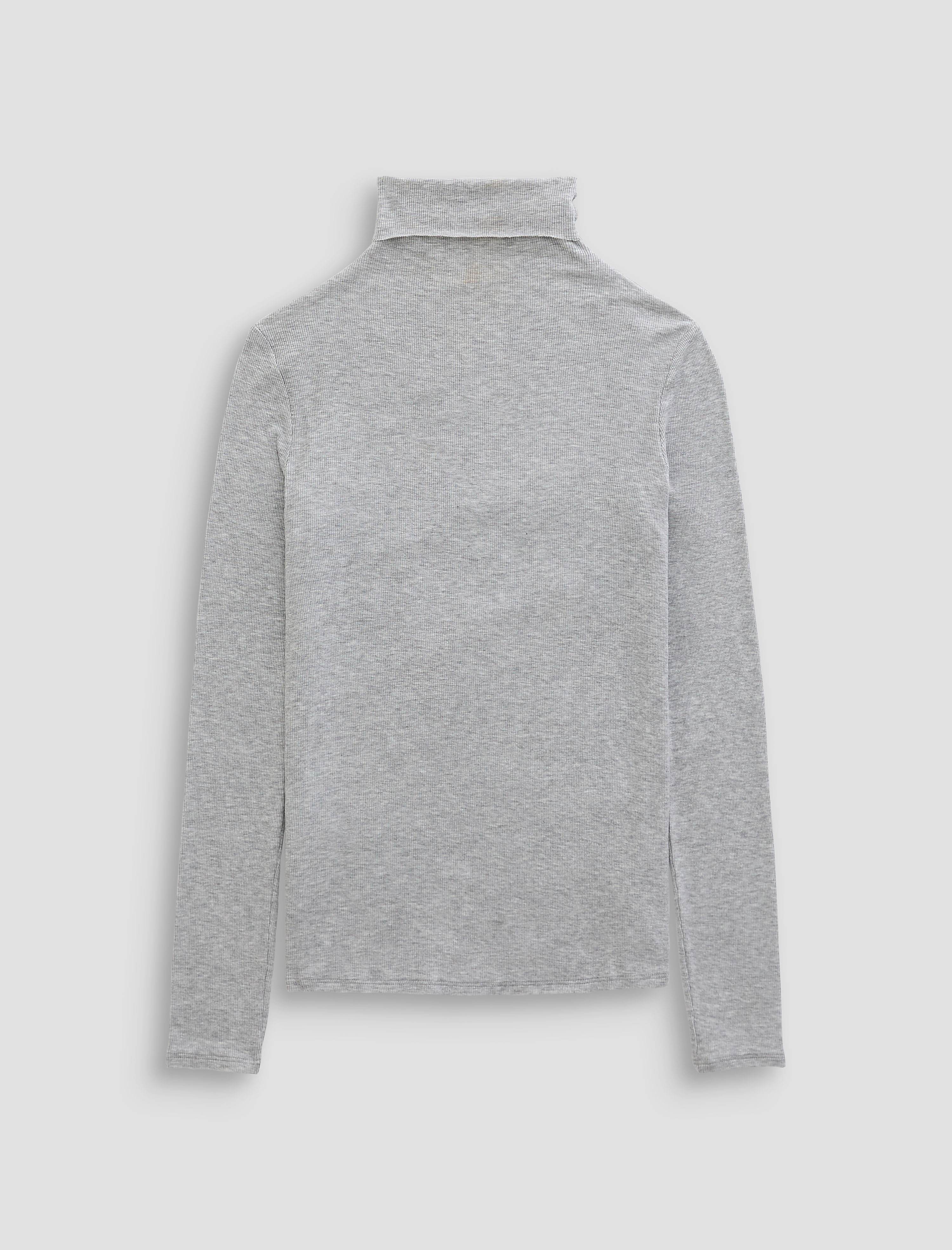 Chels Turtleneck Heather Grey Slim Fit Long Sleeve Rib Turtleneck Womens Top Photo 9
