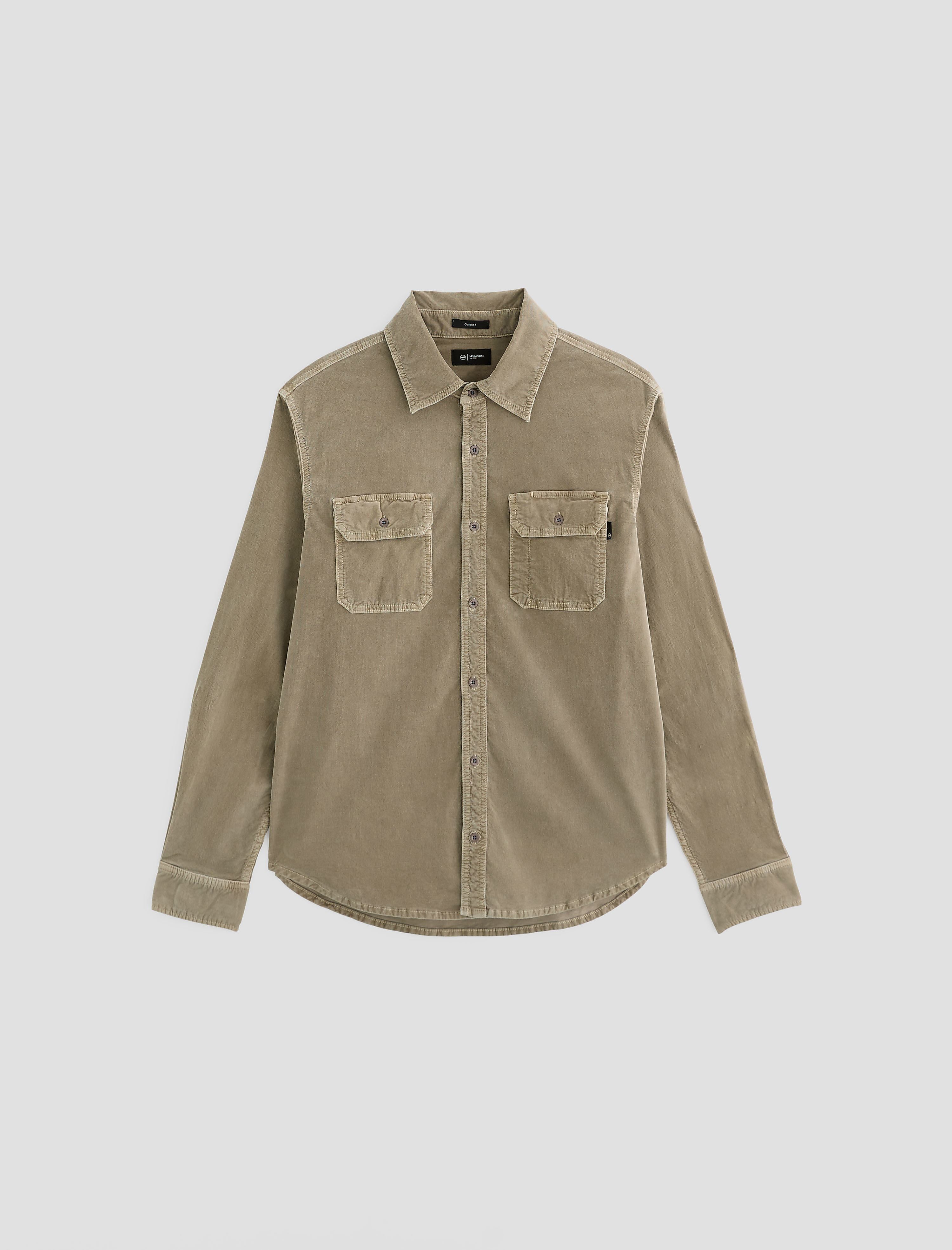Curtis Corduroy Work Shirt Sulfur Industrial Taupe Corduroy Classic Fit Men Top Photo 9