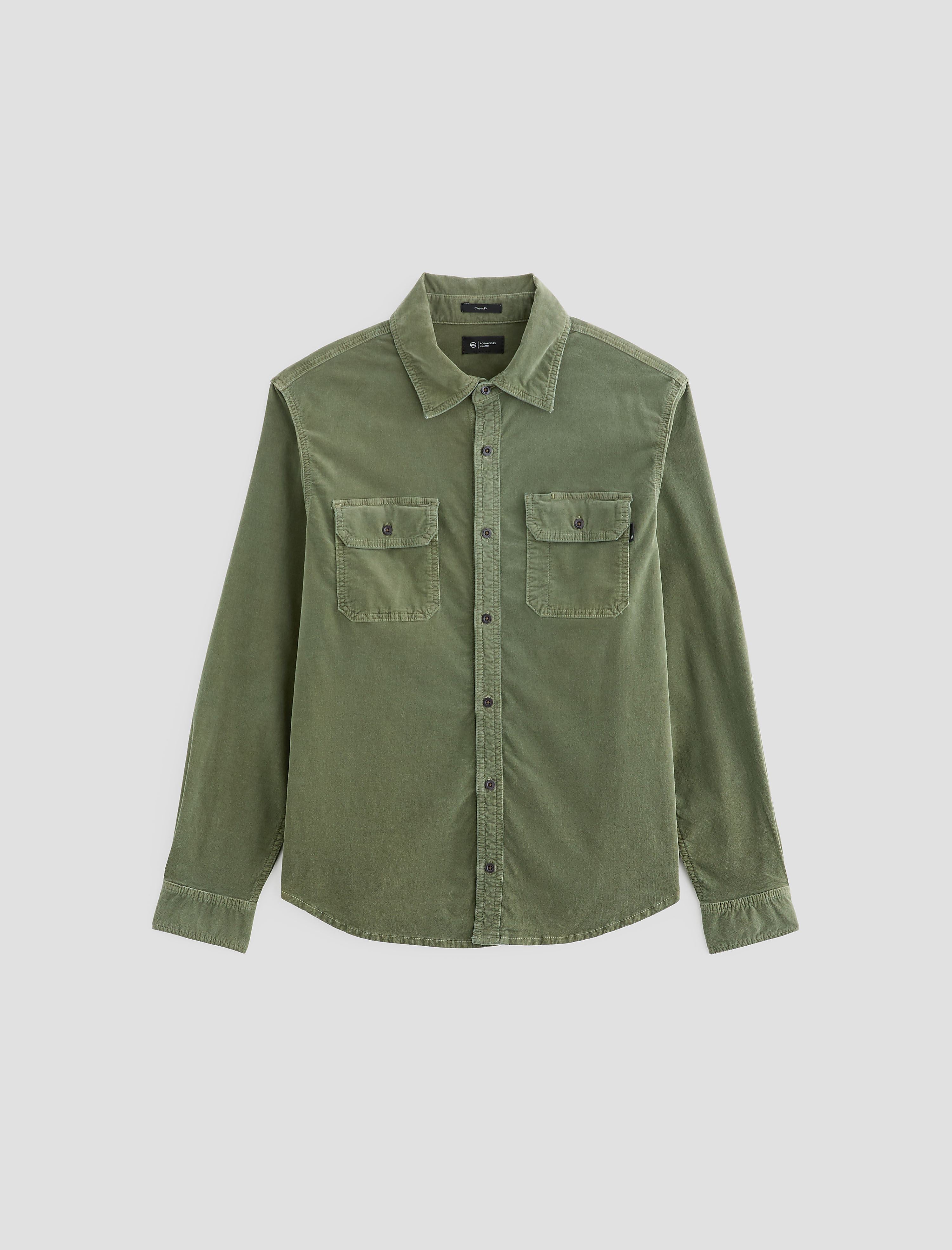 Men Curtis Corduroy Work Shirt Sulfur Urban Green at AG Jeans