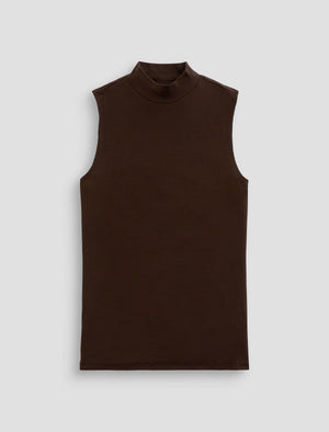 Edie Sleeveless Turtleneck Bitter Chocolate Slim Fit Sleeveless Turtleneck Women Top Photo 9