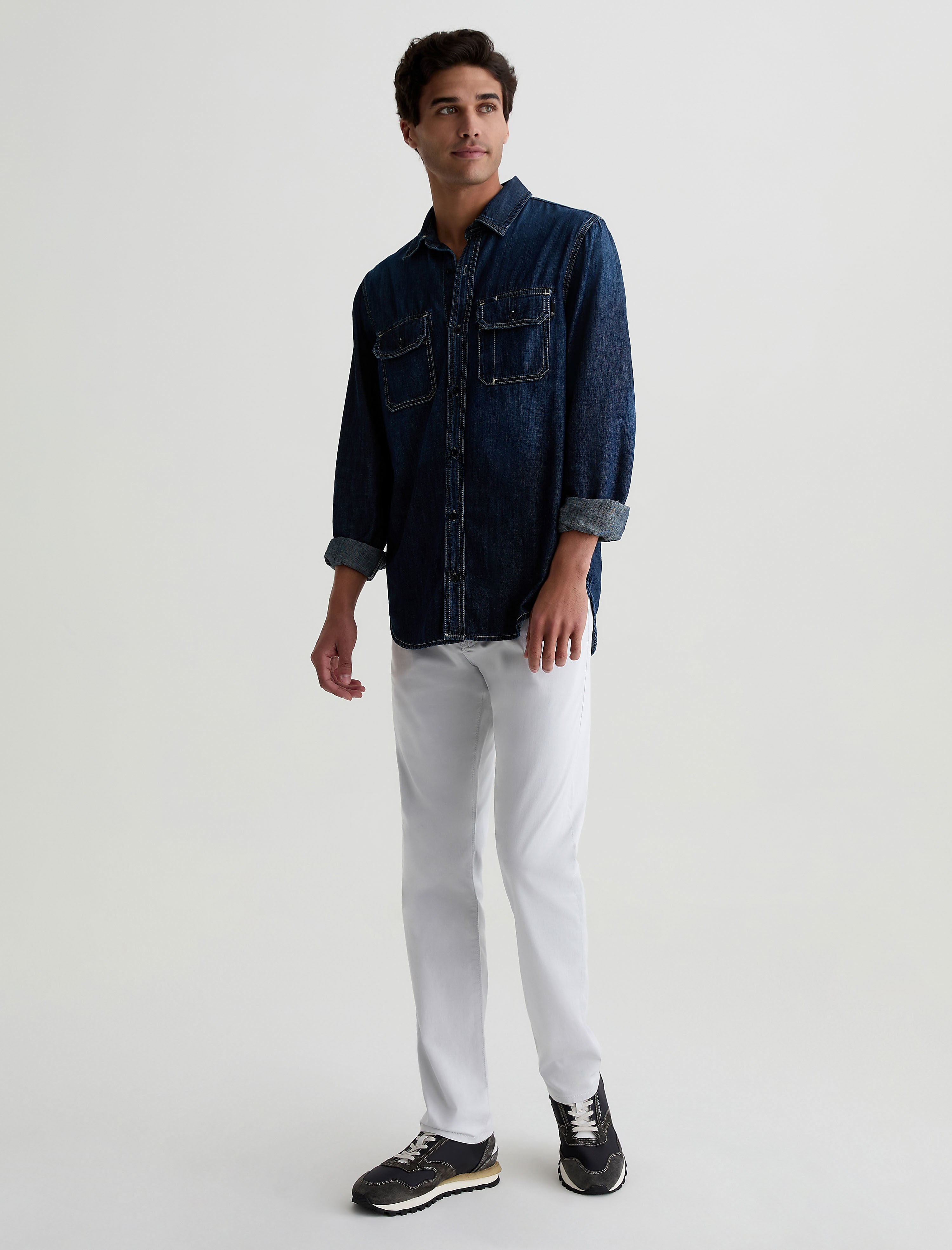 Everett Almost White Slim Straight Men Bottom Photo 1