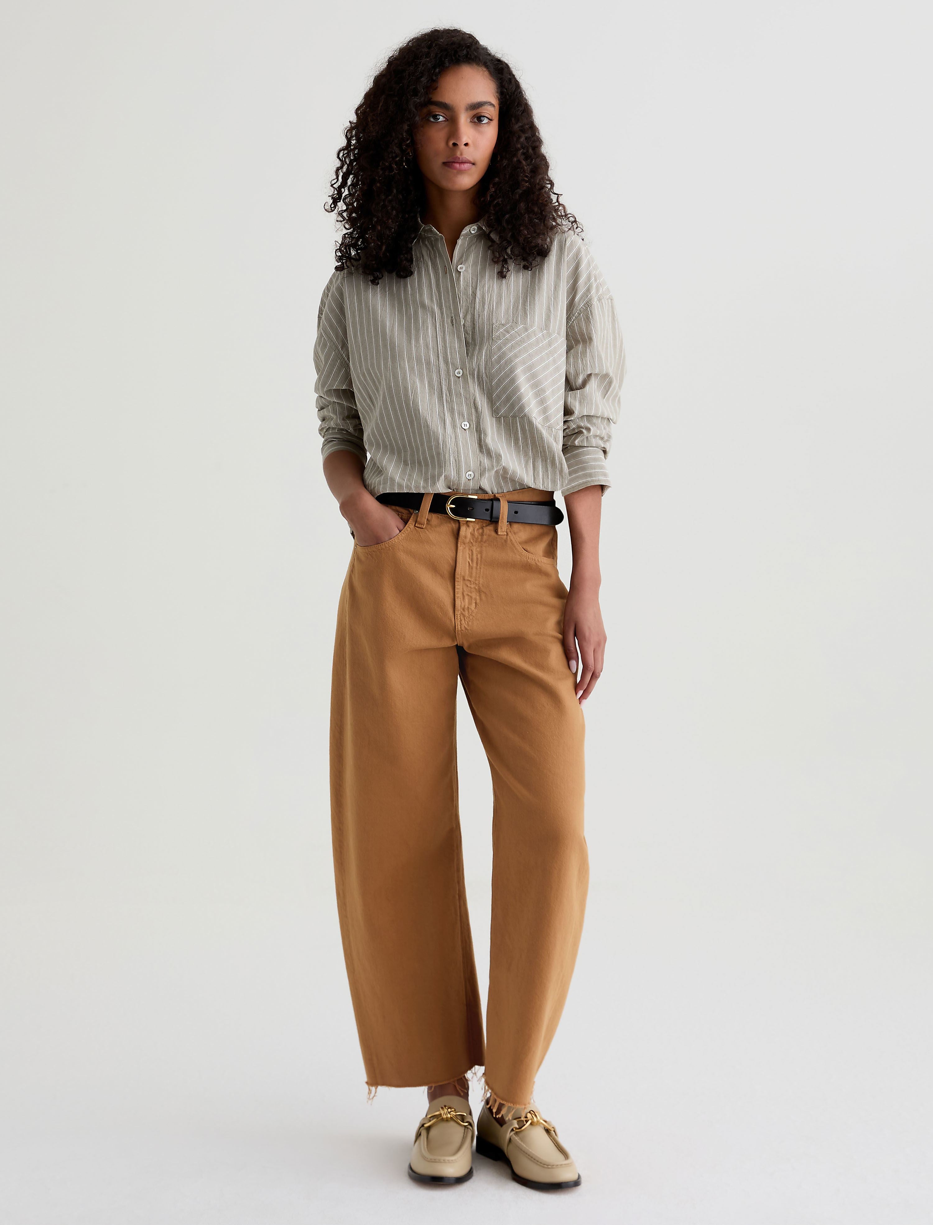 Hattie Crop Ginger High-Rise Barrel Women Bottom Photo 1