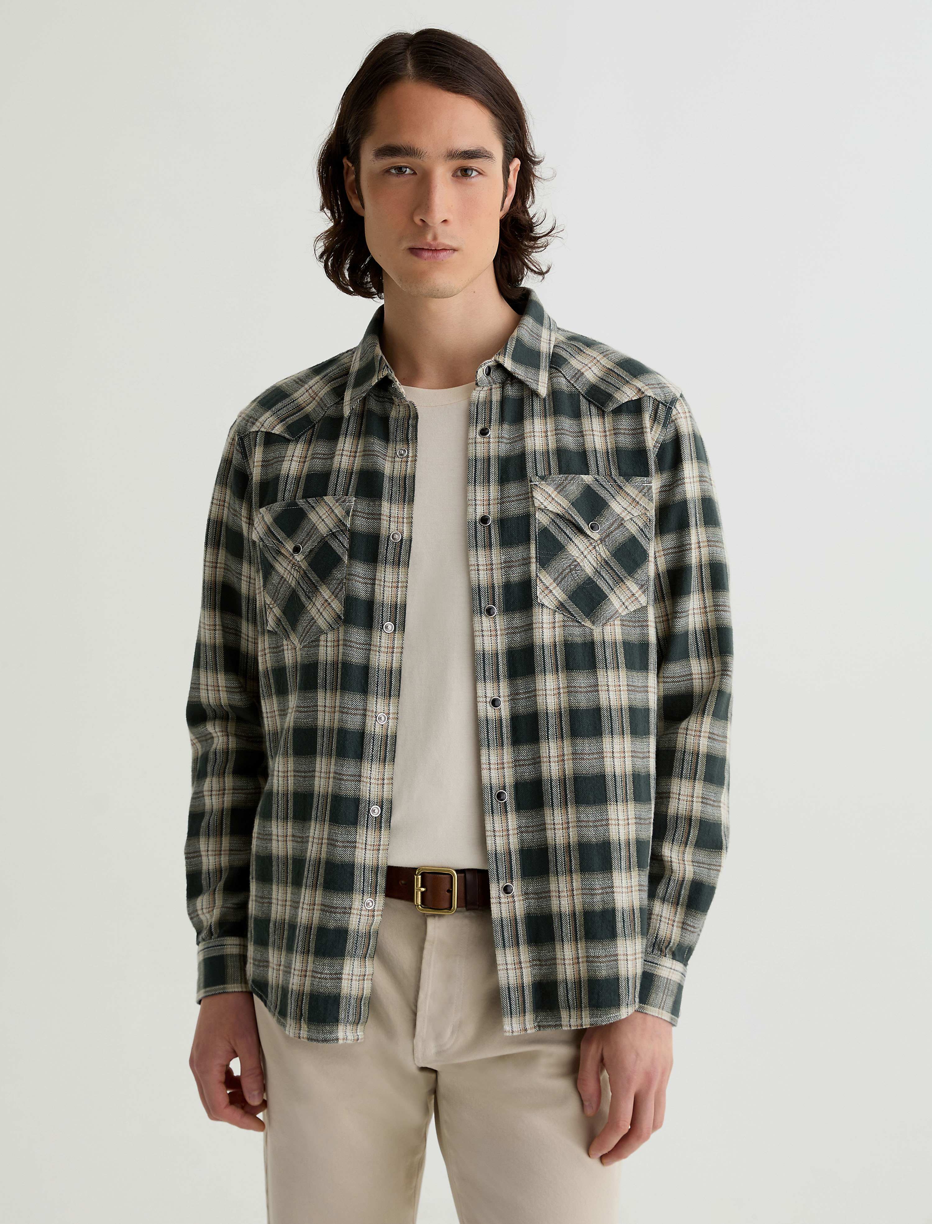 Huston Western Shirt Charcoal Grey Multi Classic Fit Men Top Photo 1