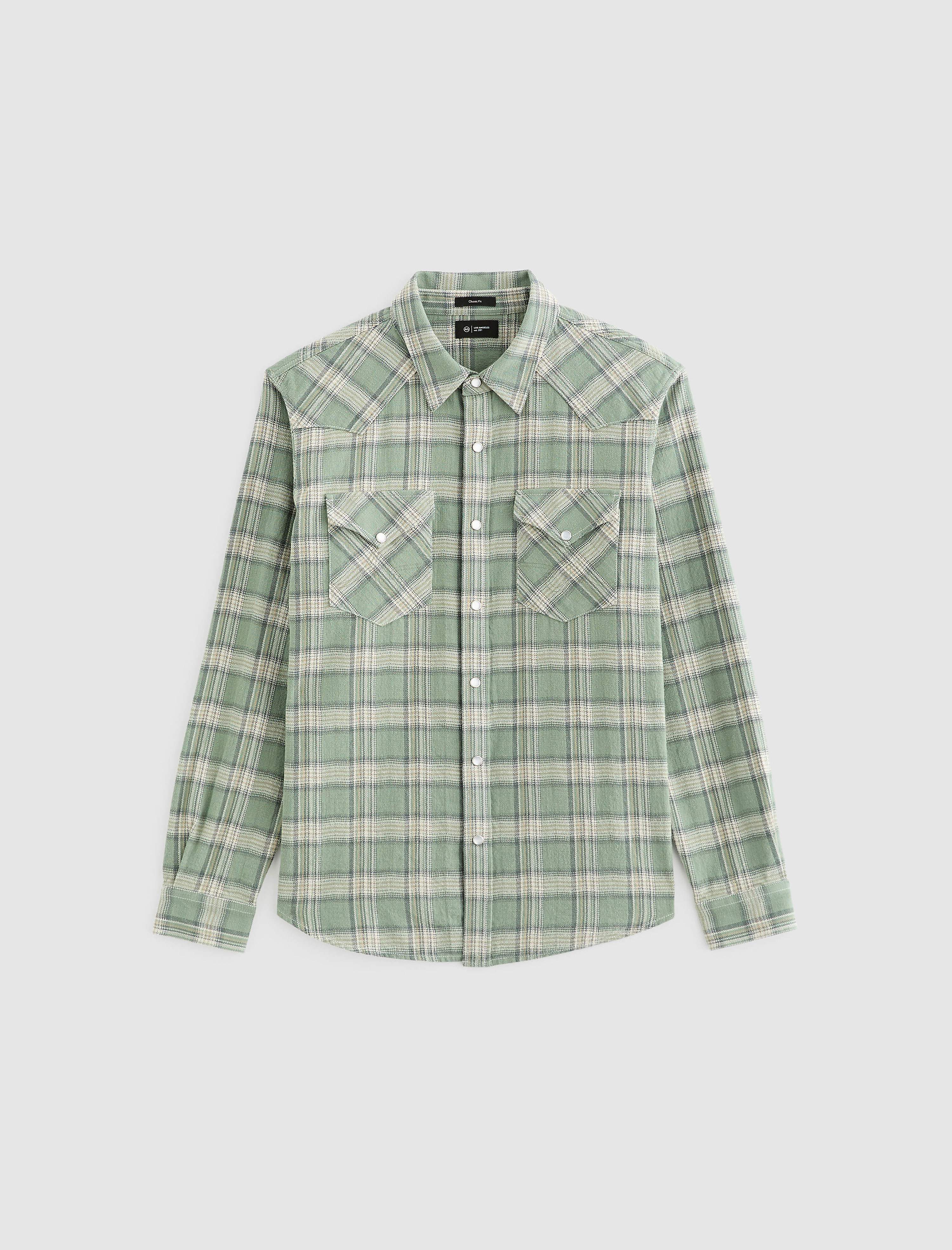 Huston Western Shirt Green Multi Classic Fit Men Top Photo 9
