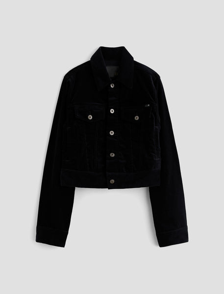 【I AM MARI】Grouit Collar Crop Jacket Women Isa Jacket Super Black at AG Jeans Official Store