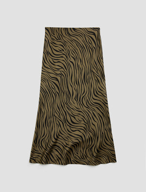 Karina Skirt Modern Zebra Mossy Taupe/Black Silk Classic Fit Skirt Women Bottom Photo 9