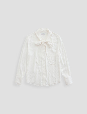 Lora Powder Tie Neck Shirt Women Top Photo 9