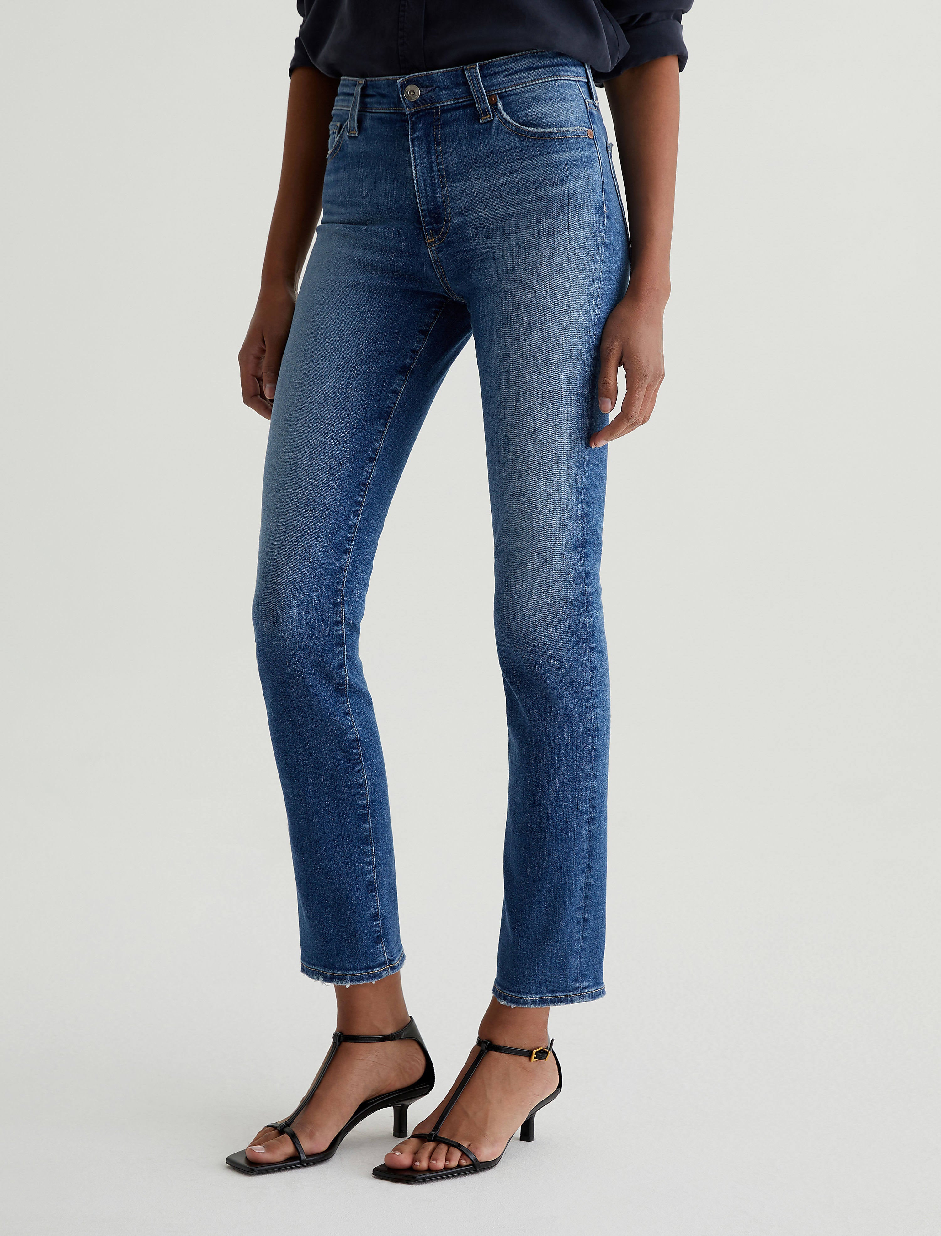 【AG】Mari ハイライズ スリム ストレート ジーンズ ポケット Womens Mari 15 Years Shoreline at AG Jeans Official Store