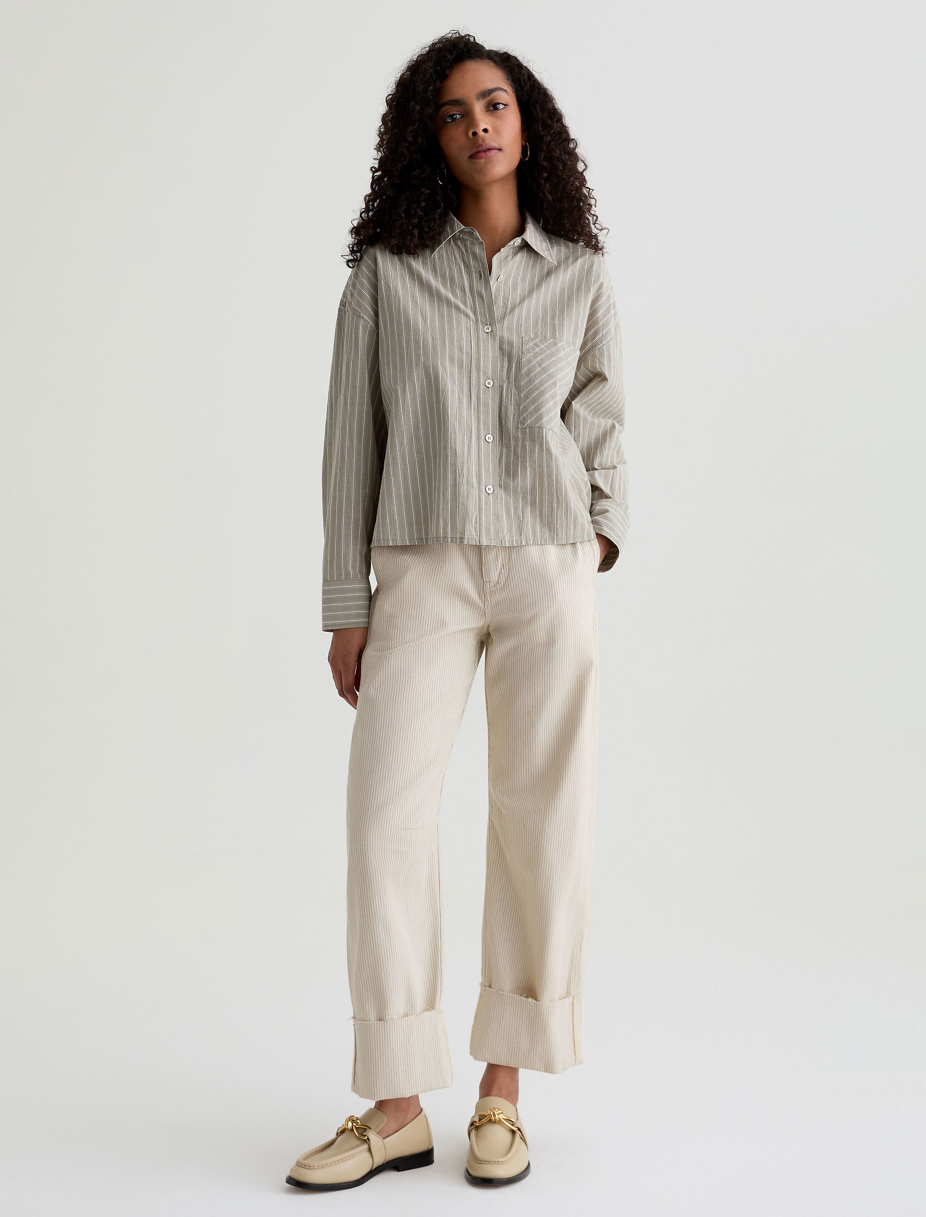 Mercer Blush Canvas Cuffed High-Rise Barrel Women Bottom Photo 1