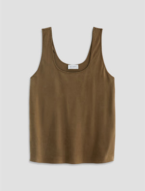 Nicola Mossy Taupe Double Scoop Tank Women Top Photo 9