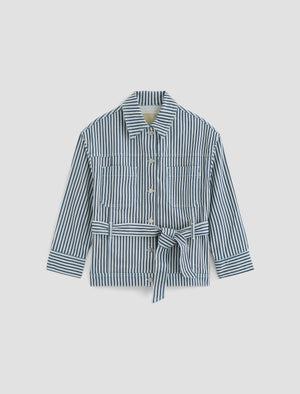 Nora Nordic Stripe Indigo Multi Belted Jacket Women Top Photo 9