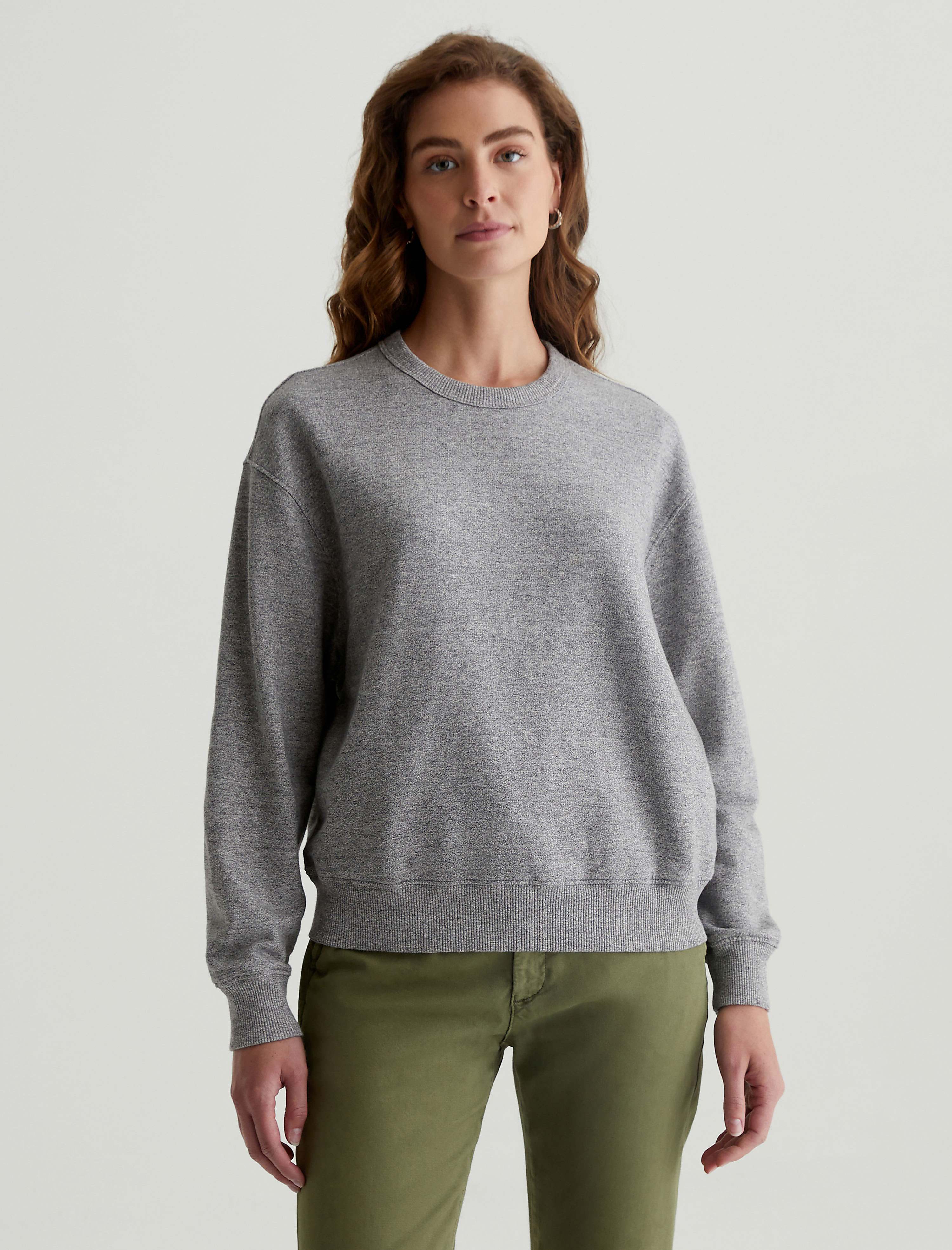 ◇PRENDA◇ PRDA DENIM PATCH CREWNECK SHIRT HEATHER GRAY PRDA DENIM PATCH CREWNECK SHIRT HEATHER GRAY