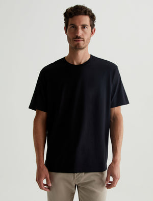 Wesley Crew True Black Relaxed Fit Short Sleeve T-Shirt Men Top Photo 1