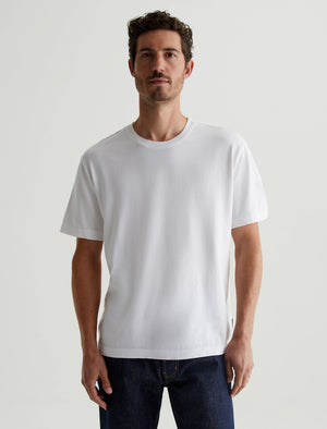 Wesley Crew True White Relaxed Fit Short Sleeve T-Shirt Men Top Photo 1