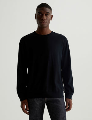 Wesley Pullover True Black Relaxed Fit Long Sleeve Crew Neck Pull Men Top Photo 1