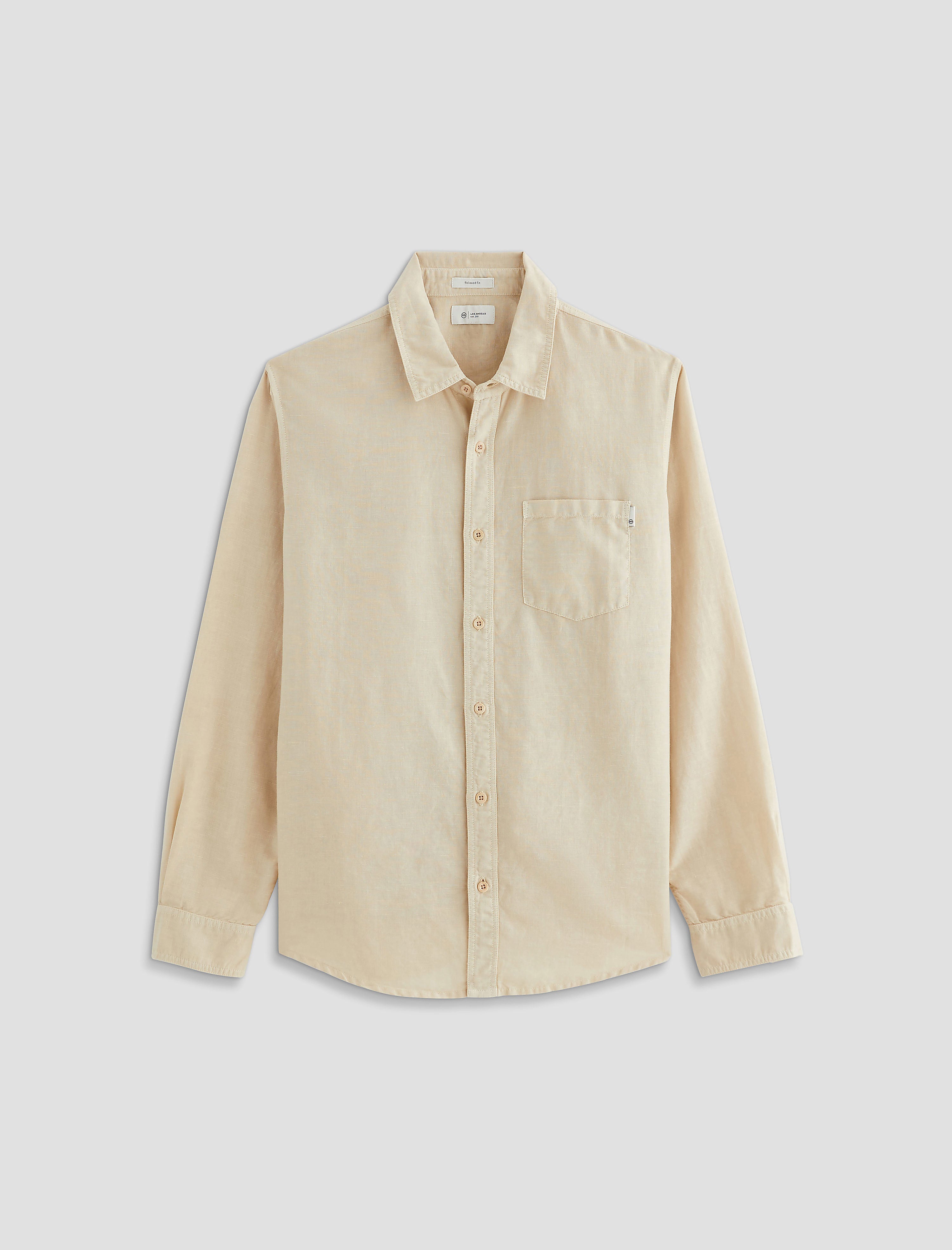 Wesley Shirt Natural Ivory Relaxed Button-Up Shirt Men Top Photo 9