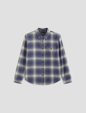 Wesley Shirt Shadow Plaid Navy Multi Relaxed Fit Long Sleeve Men Top Photo 9