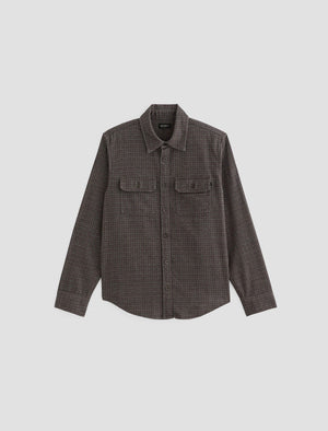 Wesley Utility Shirt Tweedy Houndstooth Maroon Mult Relaxed Fit Long Sleeve Men Top Photo 9