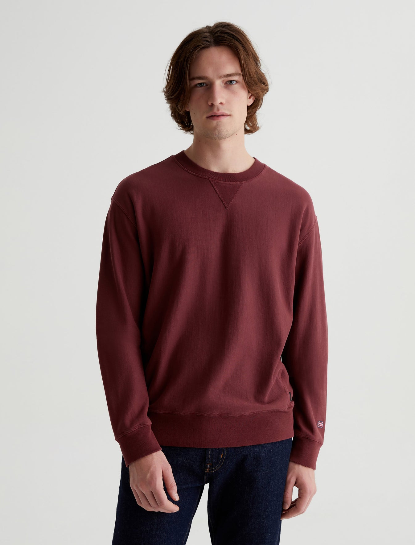 Arc Panelled Sweatshirt 5 Years Dark Plum Relaxed Fit Crew Neck Panelled Mens Top Photo 1