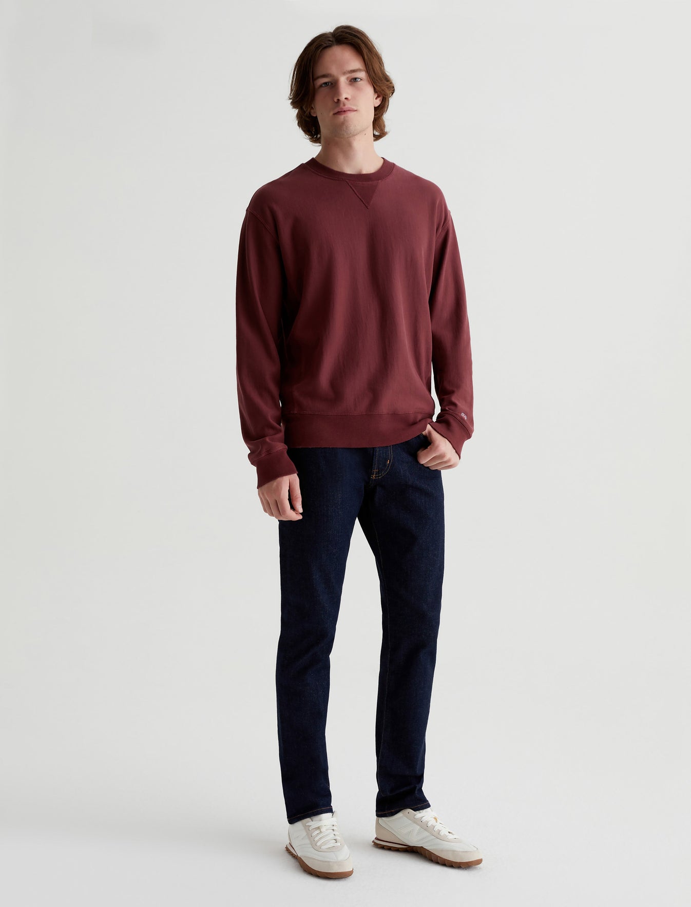 Arc Panelled Sweatshirt 5 Years Dark Plum Relaxed Fit Crew Neck Panelled Mens Top Photo 2