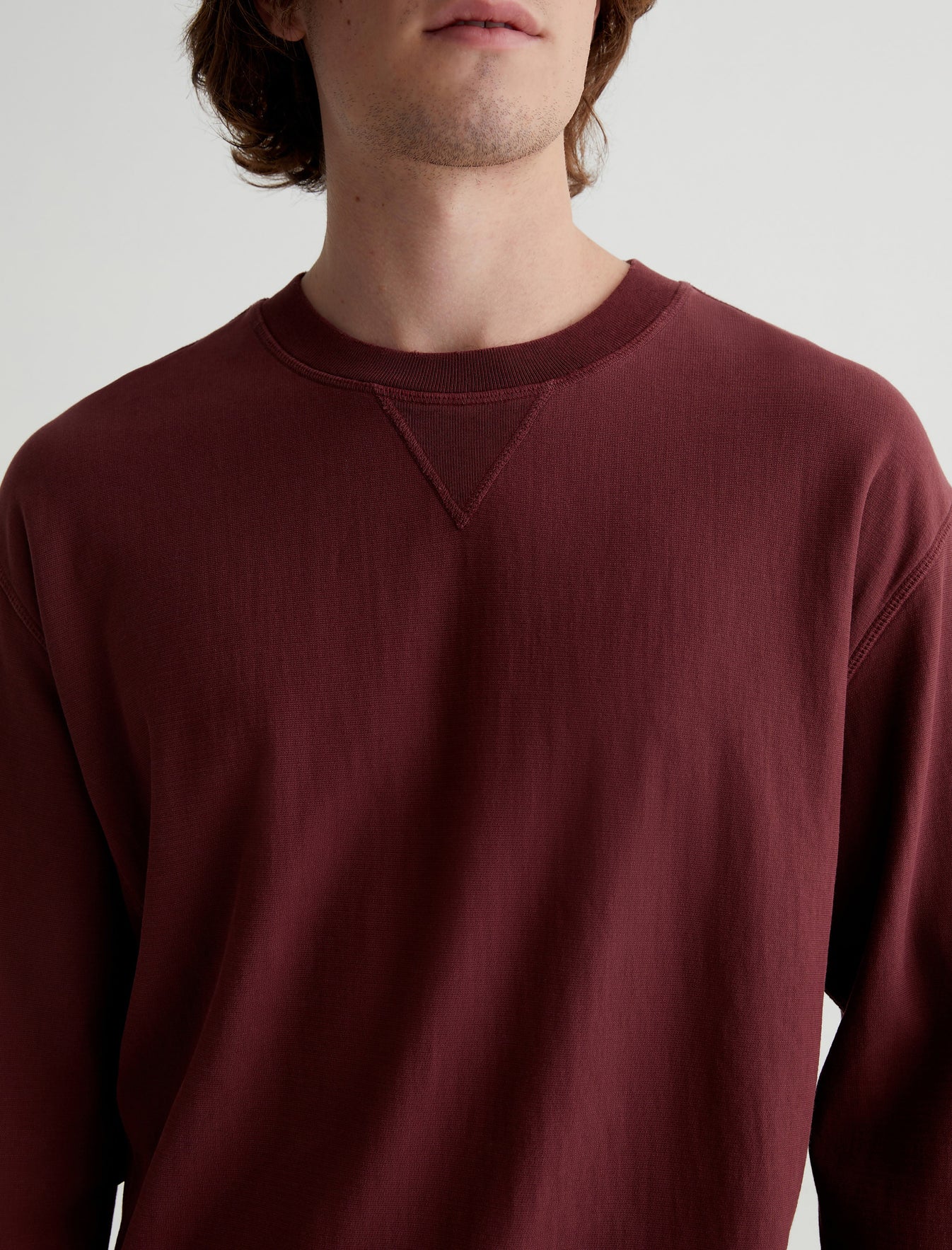 Arc Panelled Sweatshirt 5 Years Dark Plum Relaxed Fit Crew Neck Panelled Mens Top Photo 3
